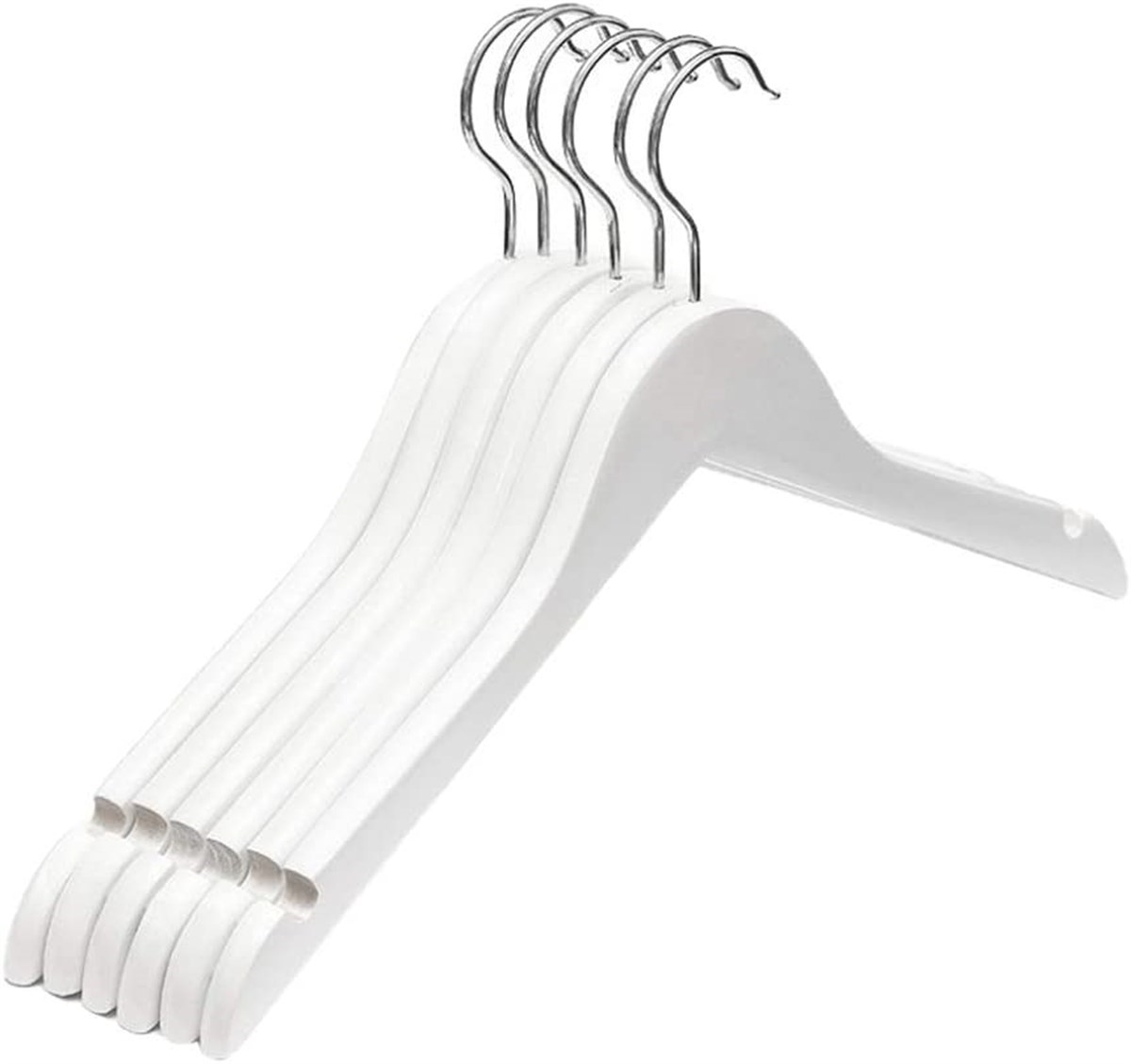 12 Adet Beyaz Ahşap Gömlek Askısı Ahşap Bluz Kaban Askısı Beyaz Boyalı 43 cm