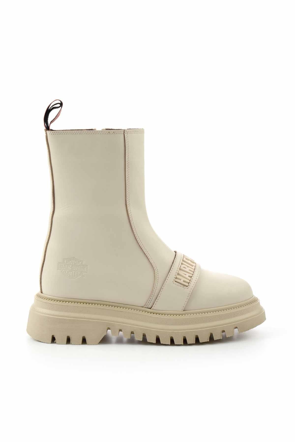 Beige Hakiki Deri Kadın Bot & Bootie HD0777054903