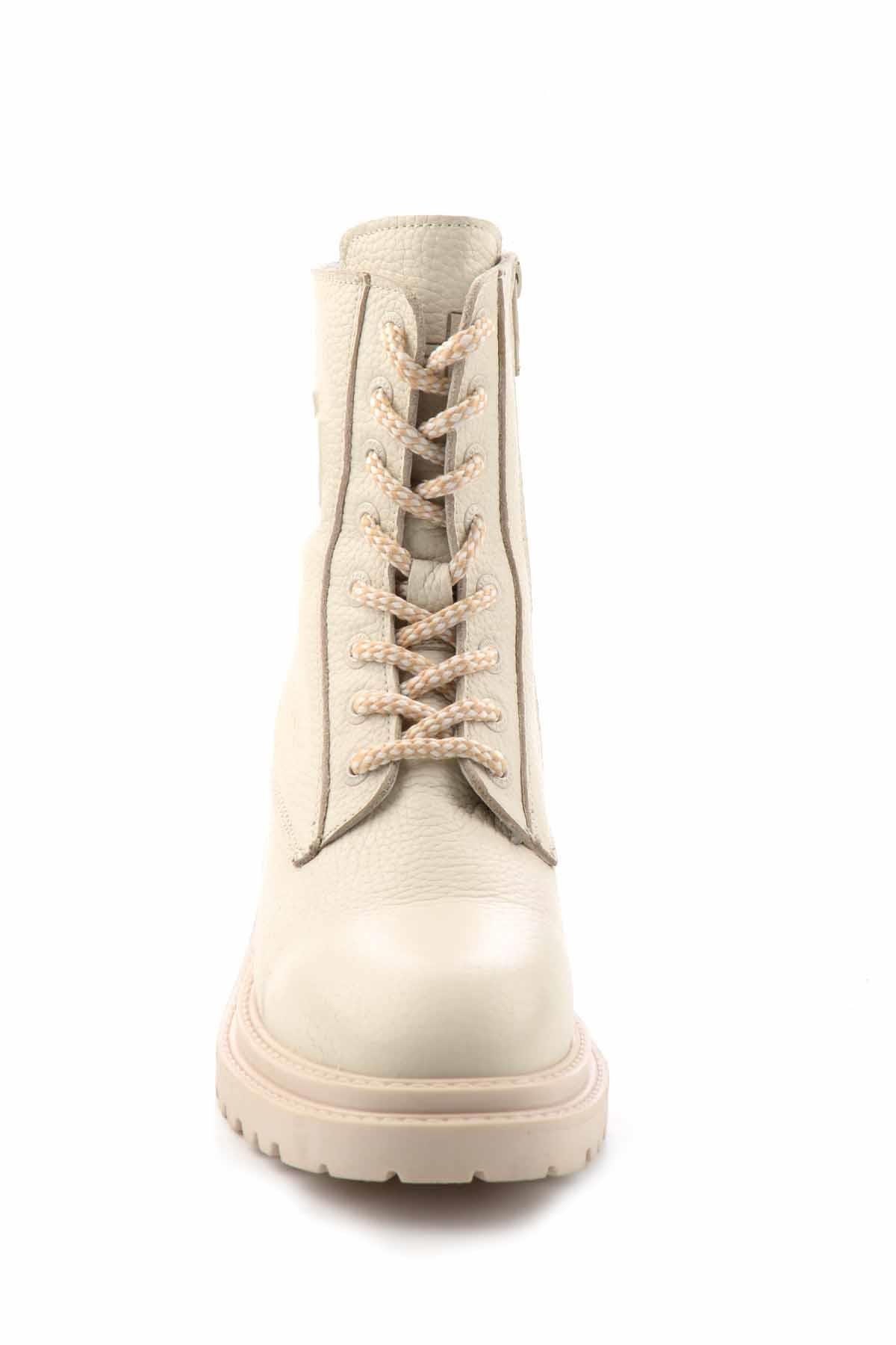 Beige Hakiki Deri Kadın Bot & Bootie HD0777002303