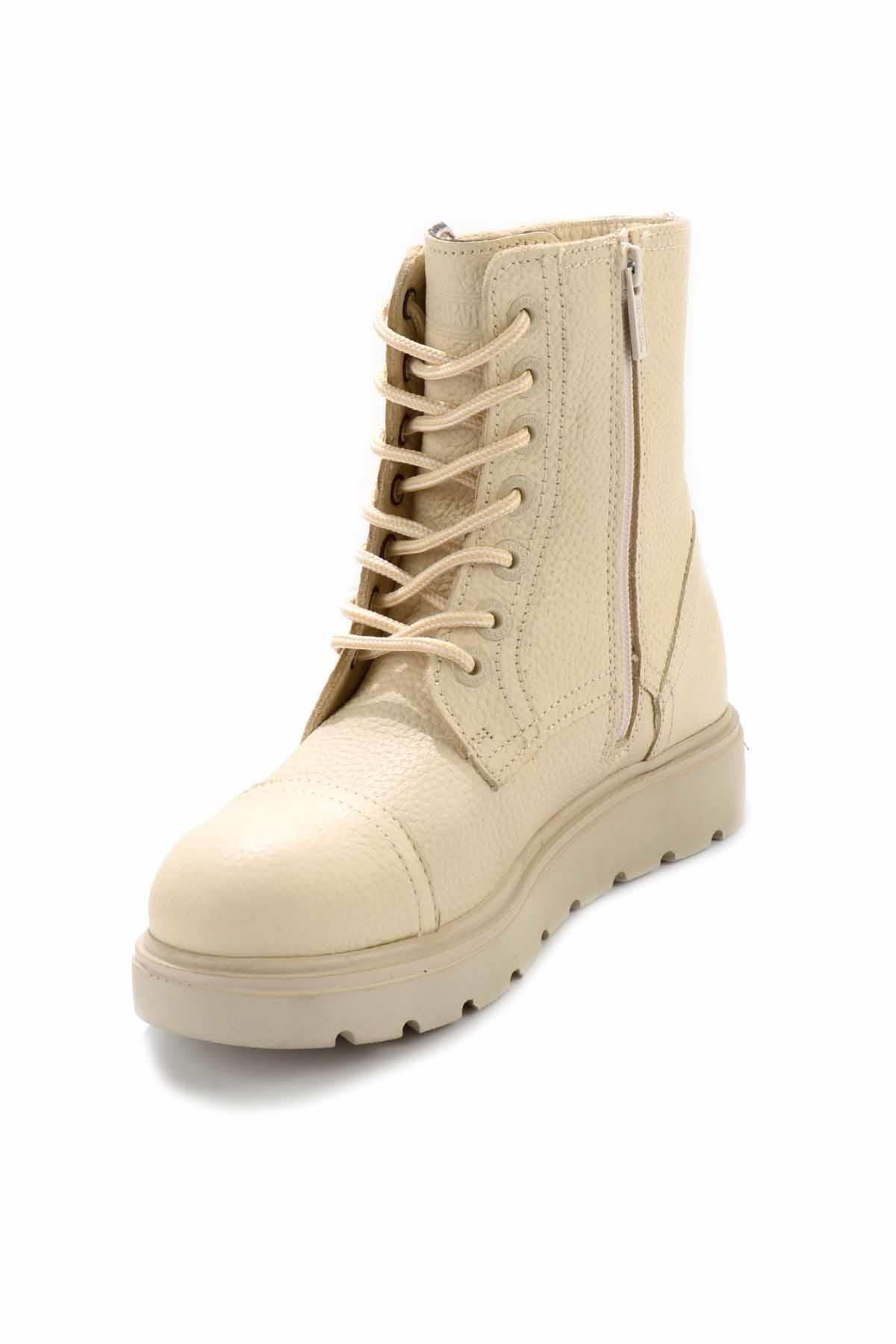 Beige Hakiki Deri Kadın Bot & Bootie HD0777063003