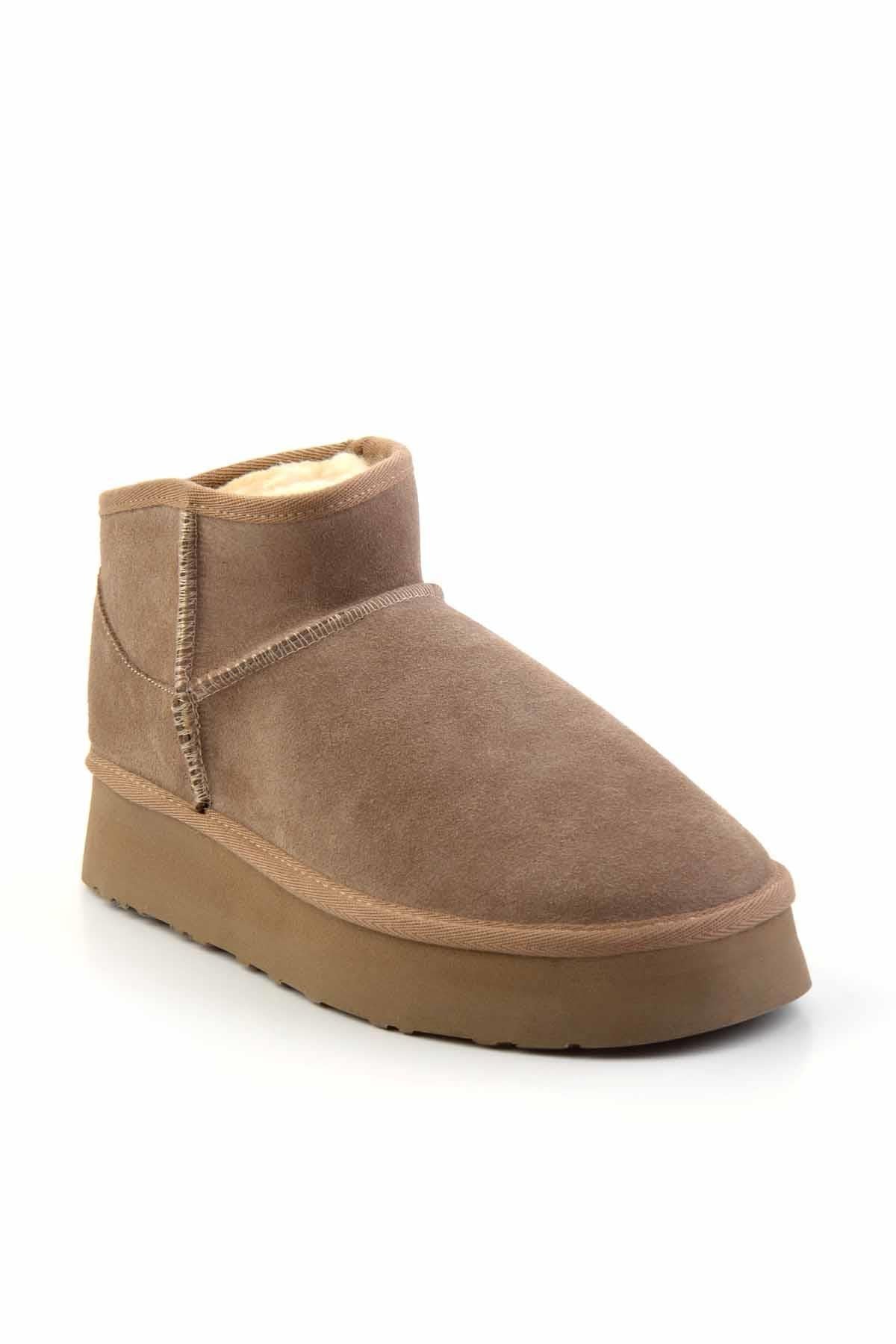 Bej Hakiki Deri Kadın Bot & Bootie K02422009002
