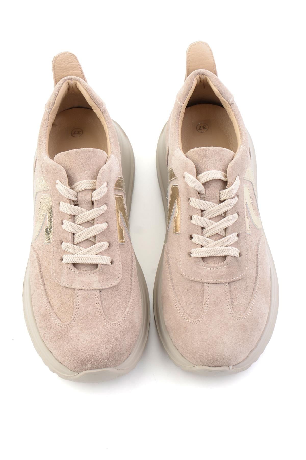 Bej Süet Hakiki Deri Kadın Sneaker K01753050902