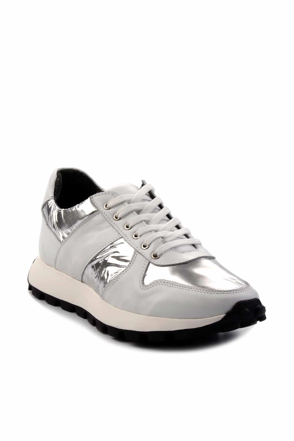 Beyaz Beyaz Hakiki Deri Erkek Sneaker E01401086603