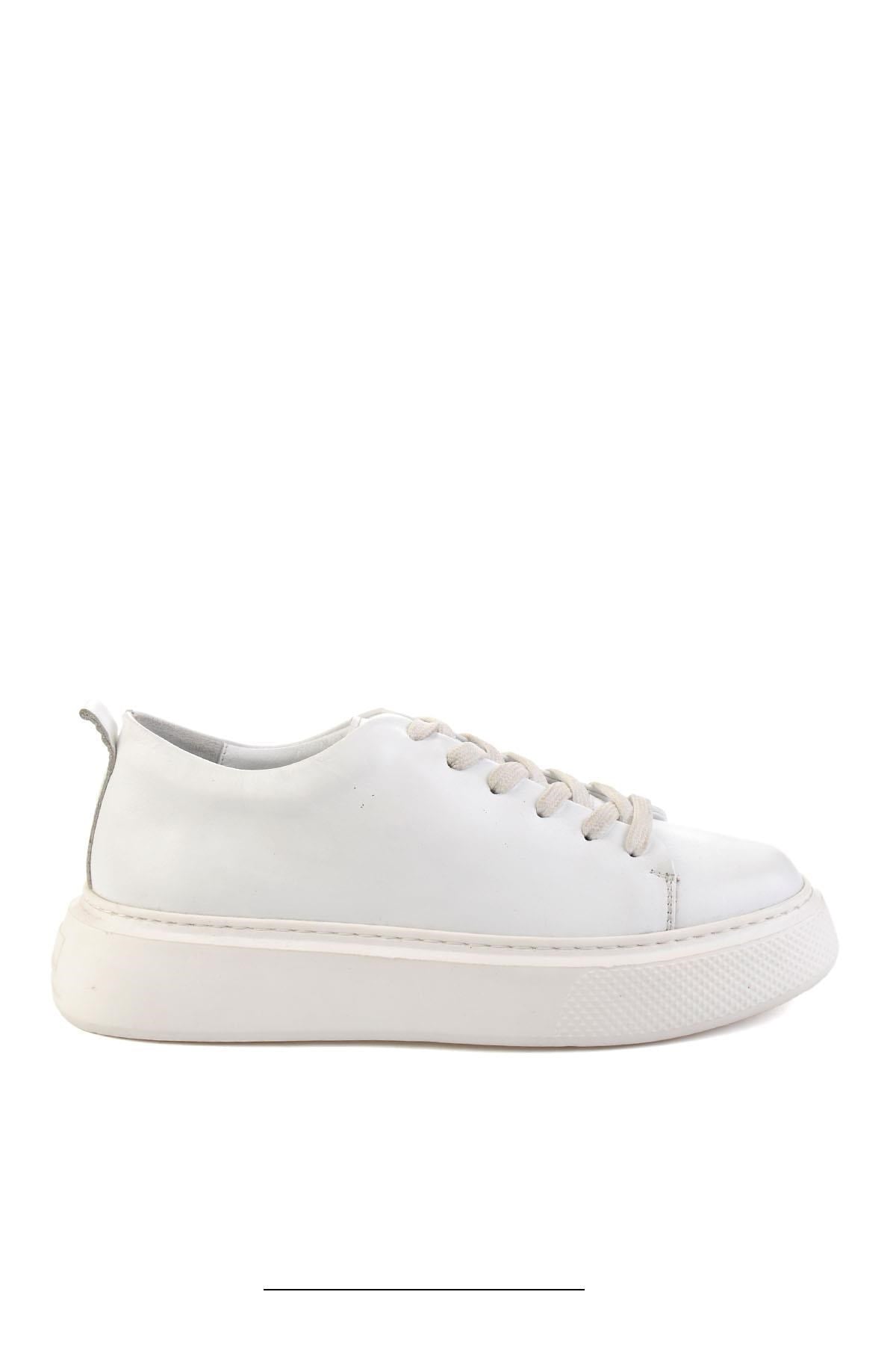 Beyaz Hakiki Deri Erkek Sneaker E01011032503