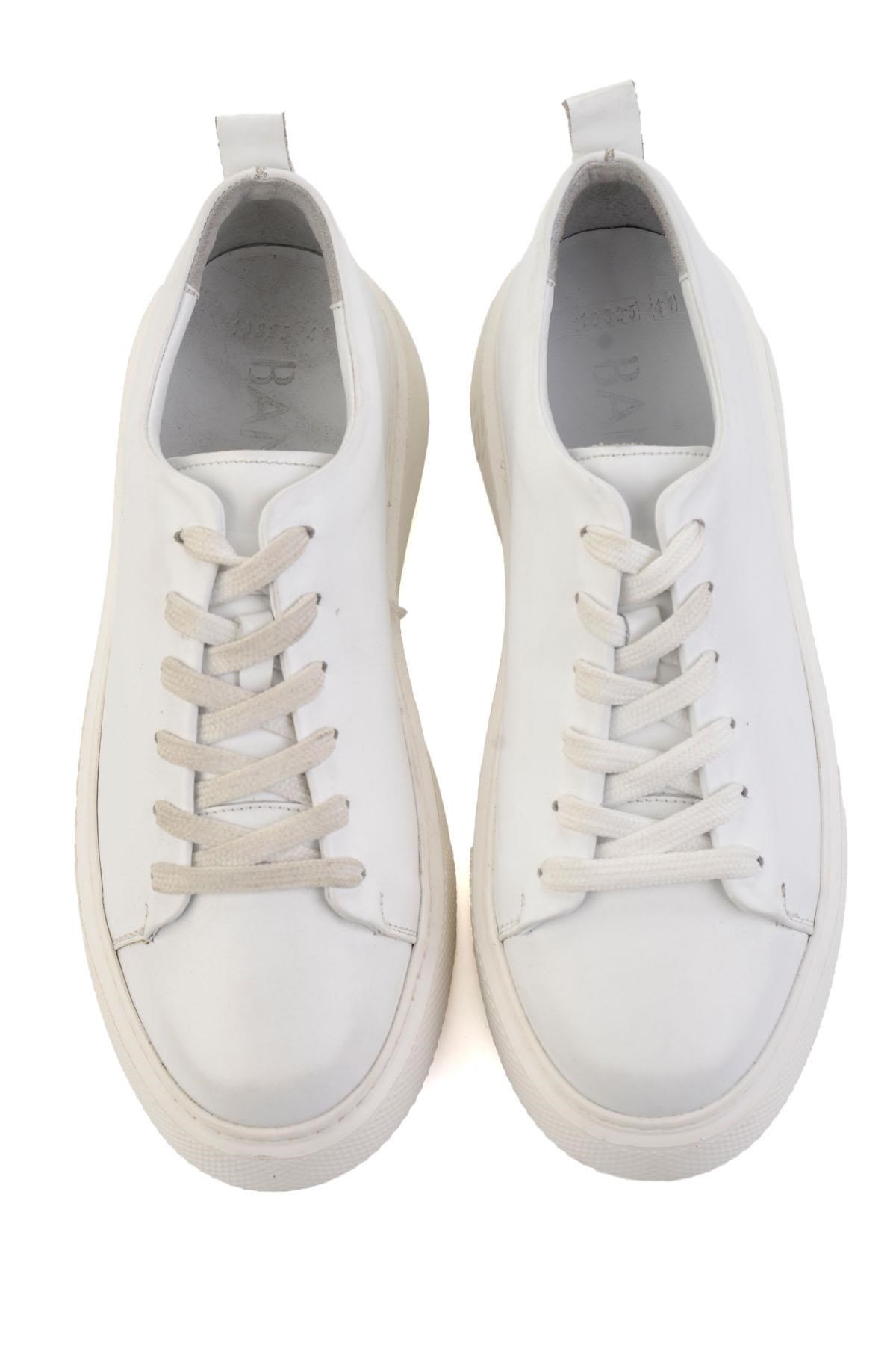 Beyaz Hakiki Deri Erkek Sneaker E01011032503
