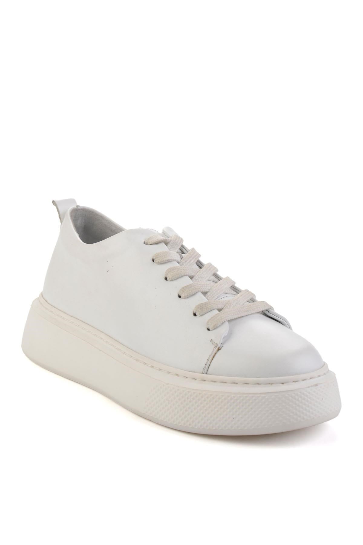 Beyaz Hakiki Deri Erkek Sneaker E01011032503