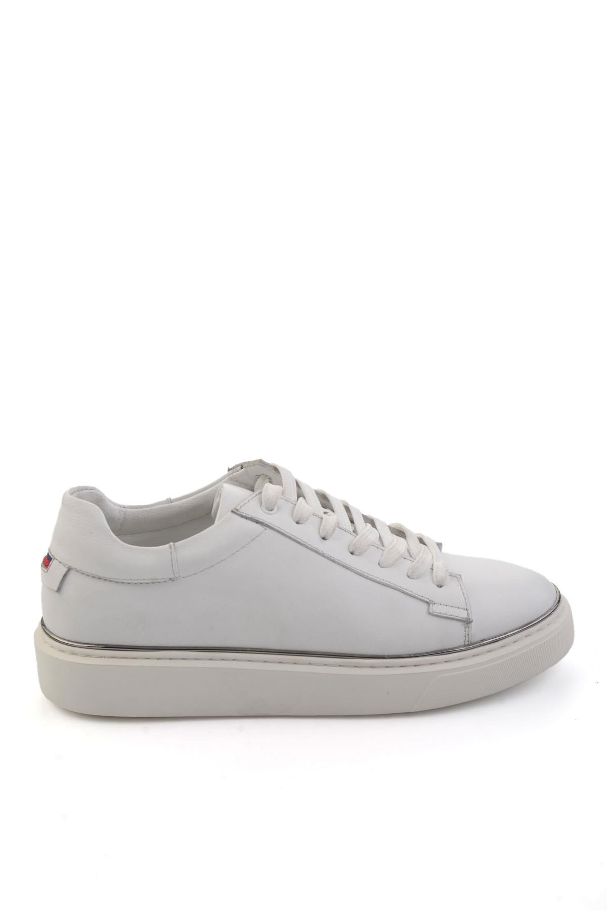 Beyaz Hakiki Deri Erkek Sneaker E01054202643
