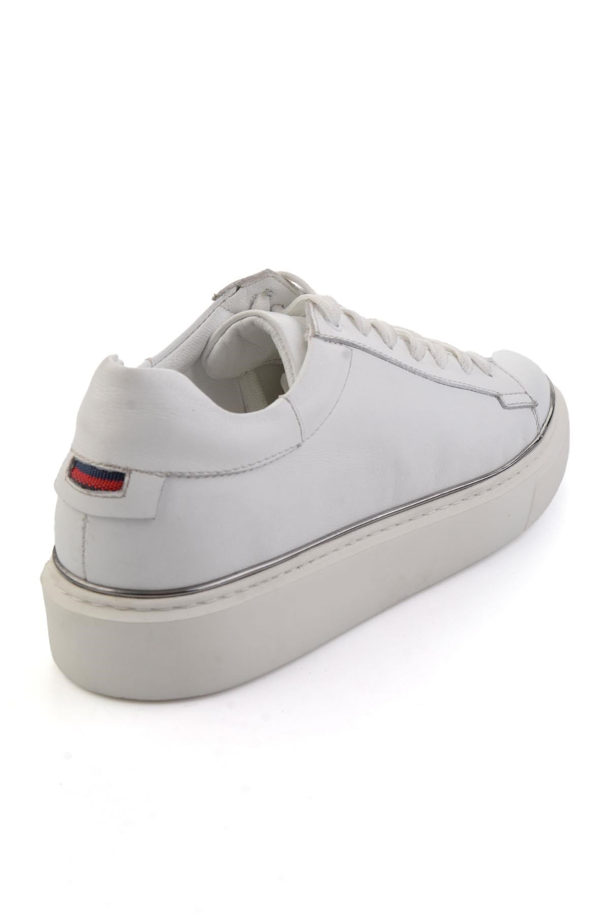 Beyaz Hakiki Deri Erkek Sneaker E01054202643