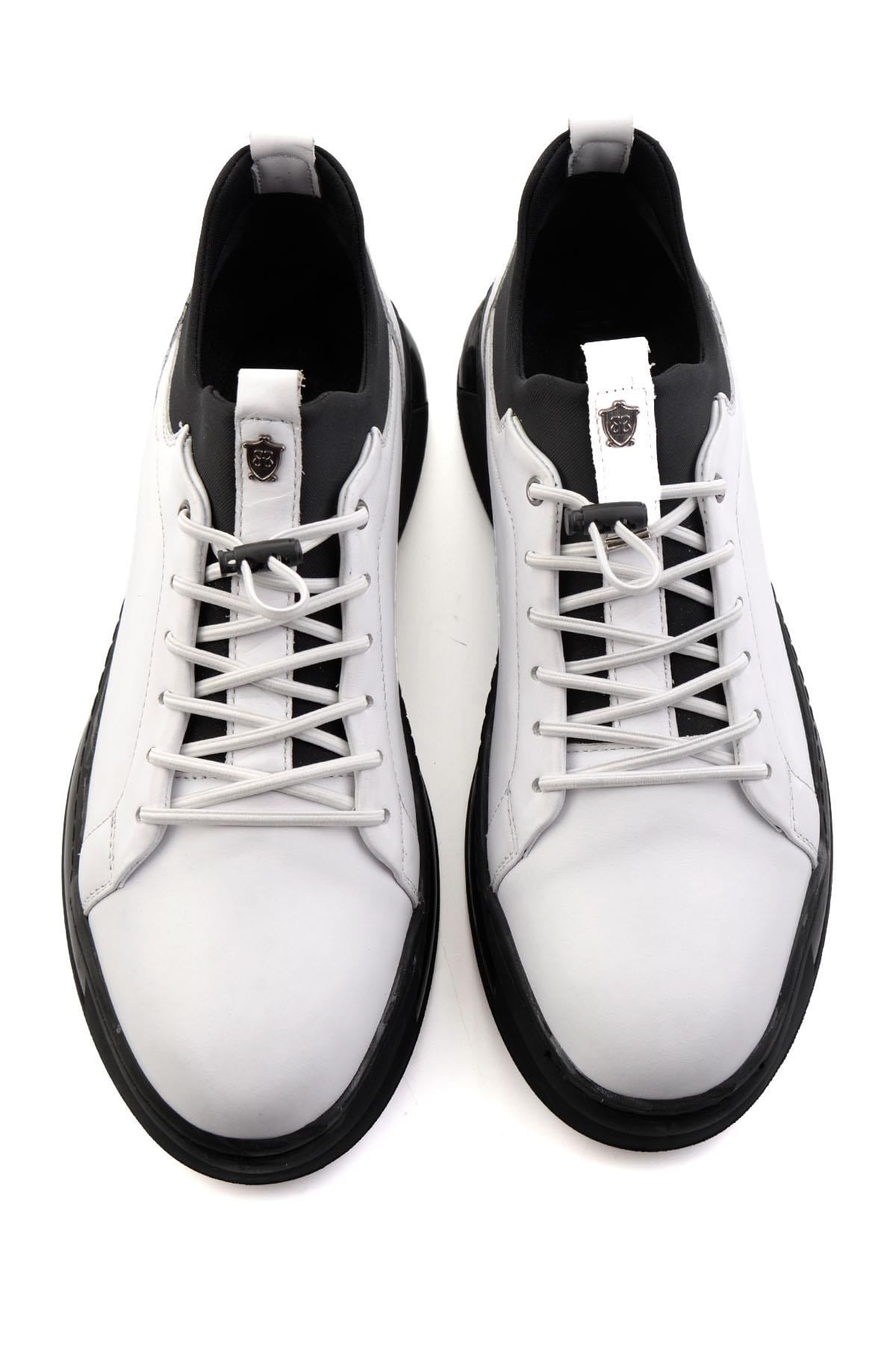 Beyaz Hakiki Deri Erkek Sneaker E01080228543