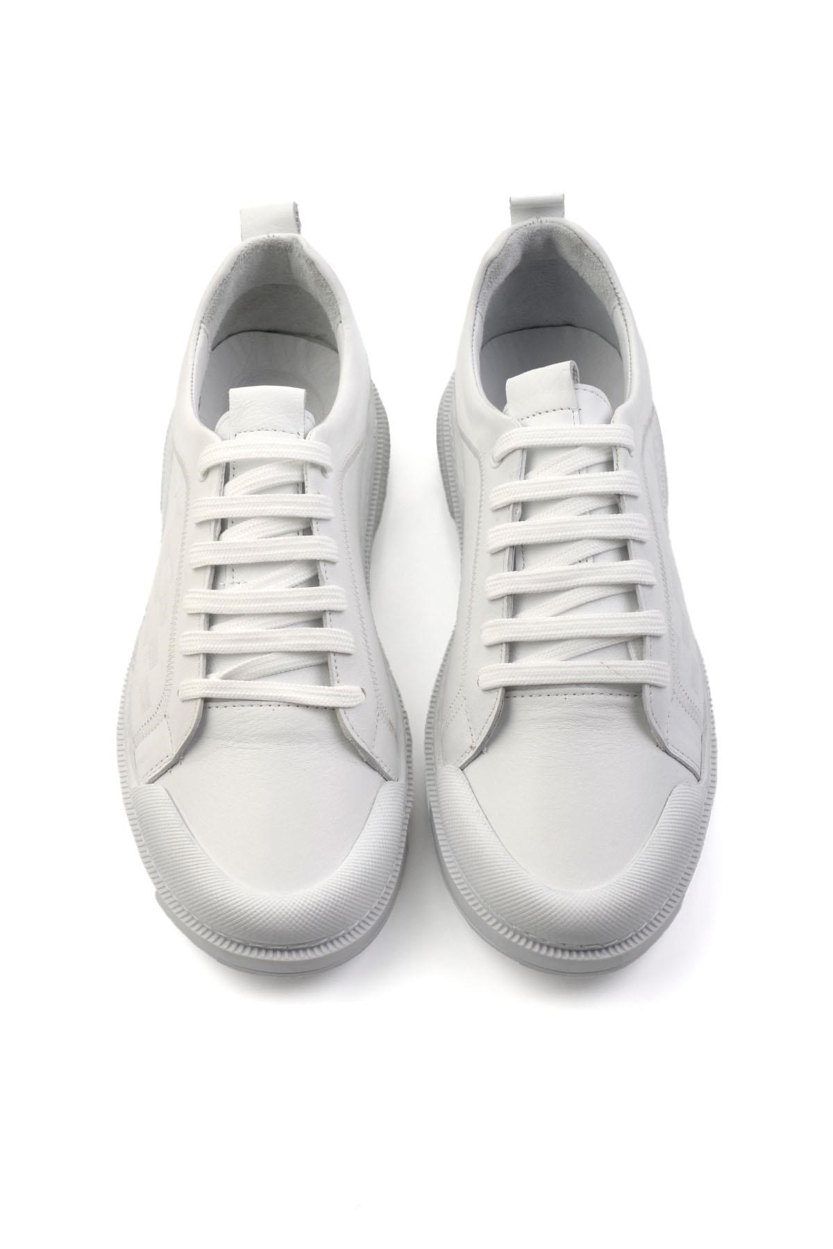 Beyaz Hakiki Deri Erkek Sneaker E01084240703