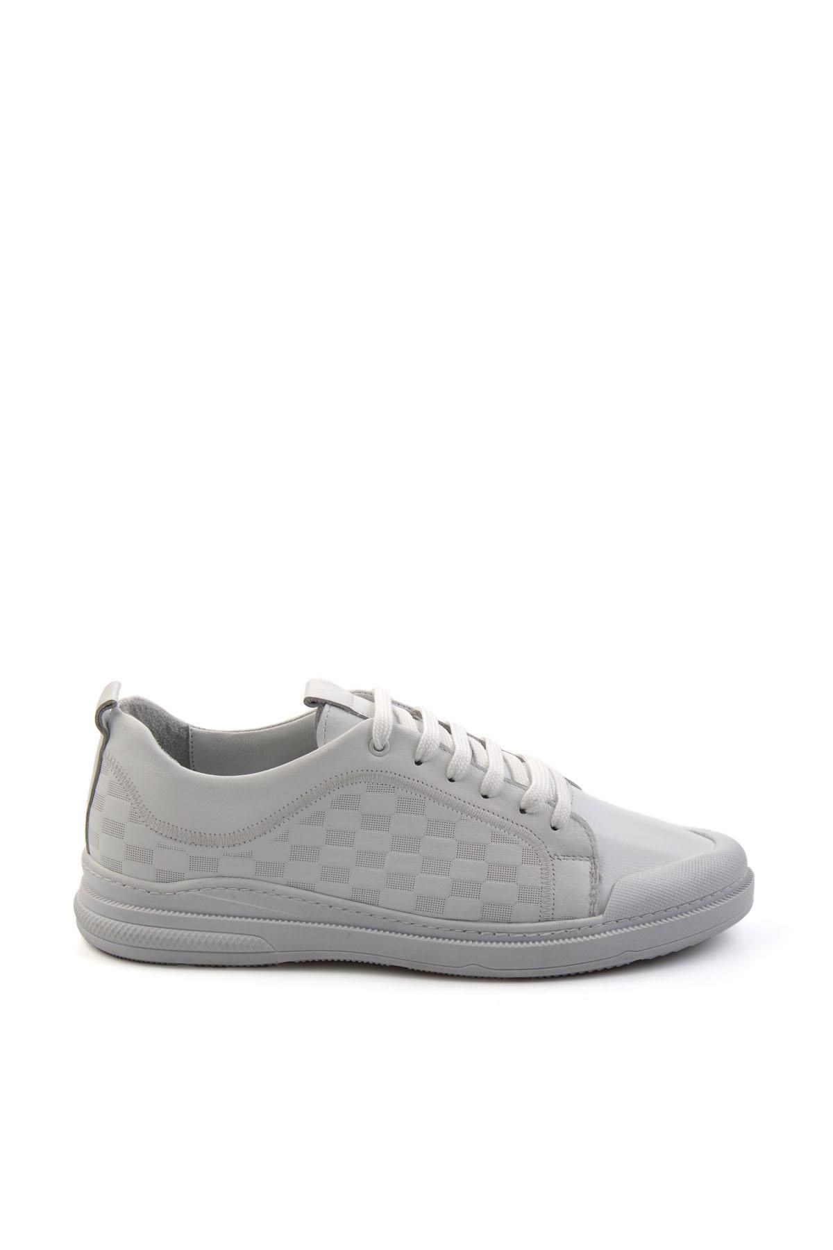 Beyaz Hakiki Deri Erkek Sneaker E01084240703