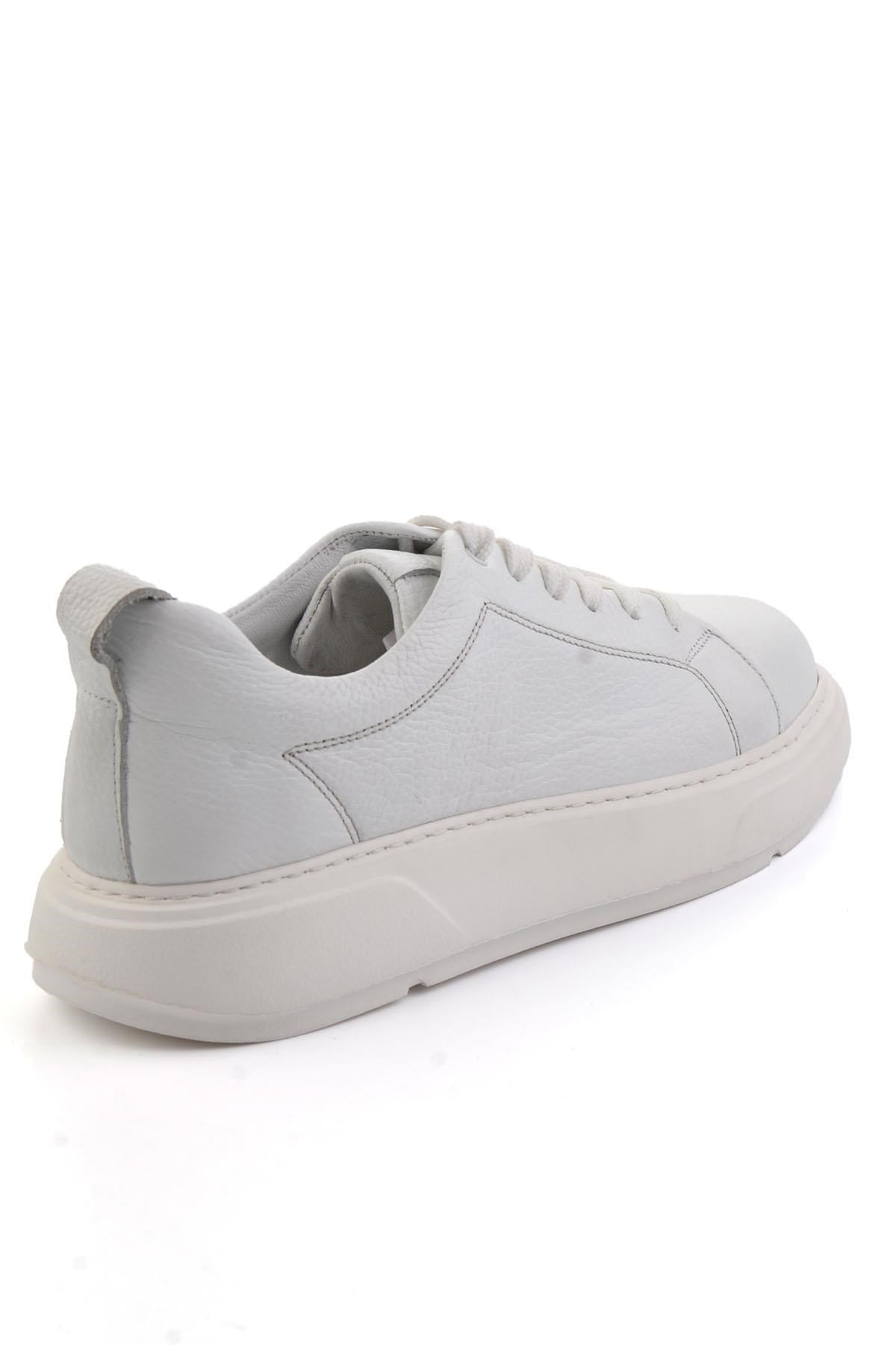 Beyaz Hakiki Deri Erkek Sneaker E01089006803