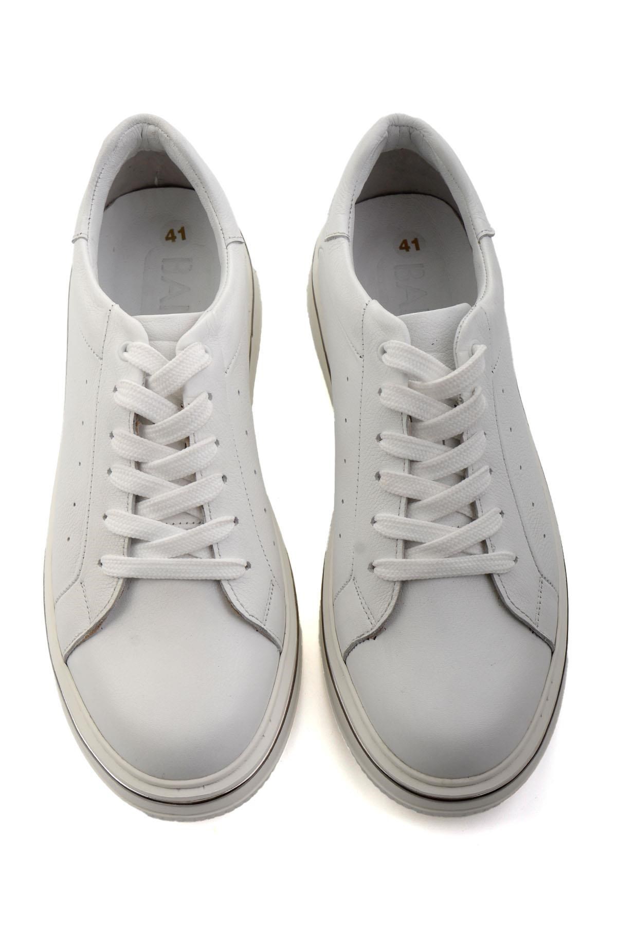 Beyaz Hakiki Deri Erkek Sneaker E01089006541