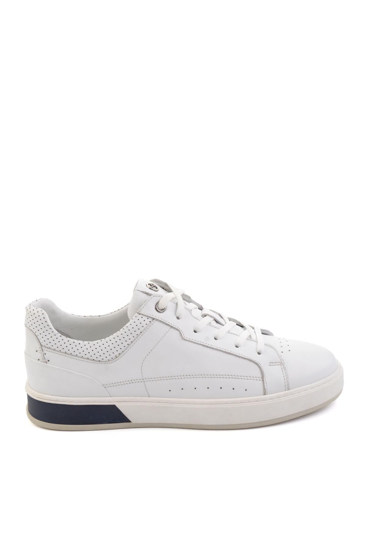 Beyaz Hakiki Deri Erkek Sneaker E01398008743
