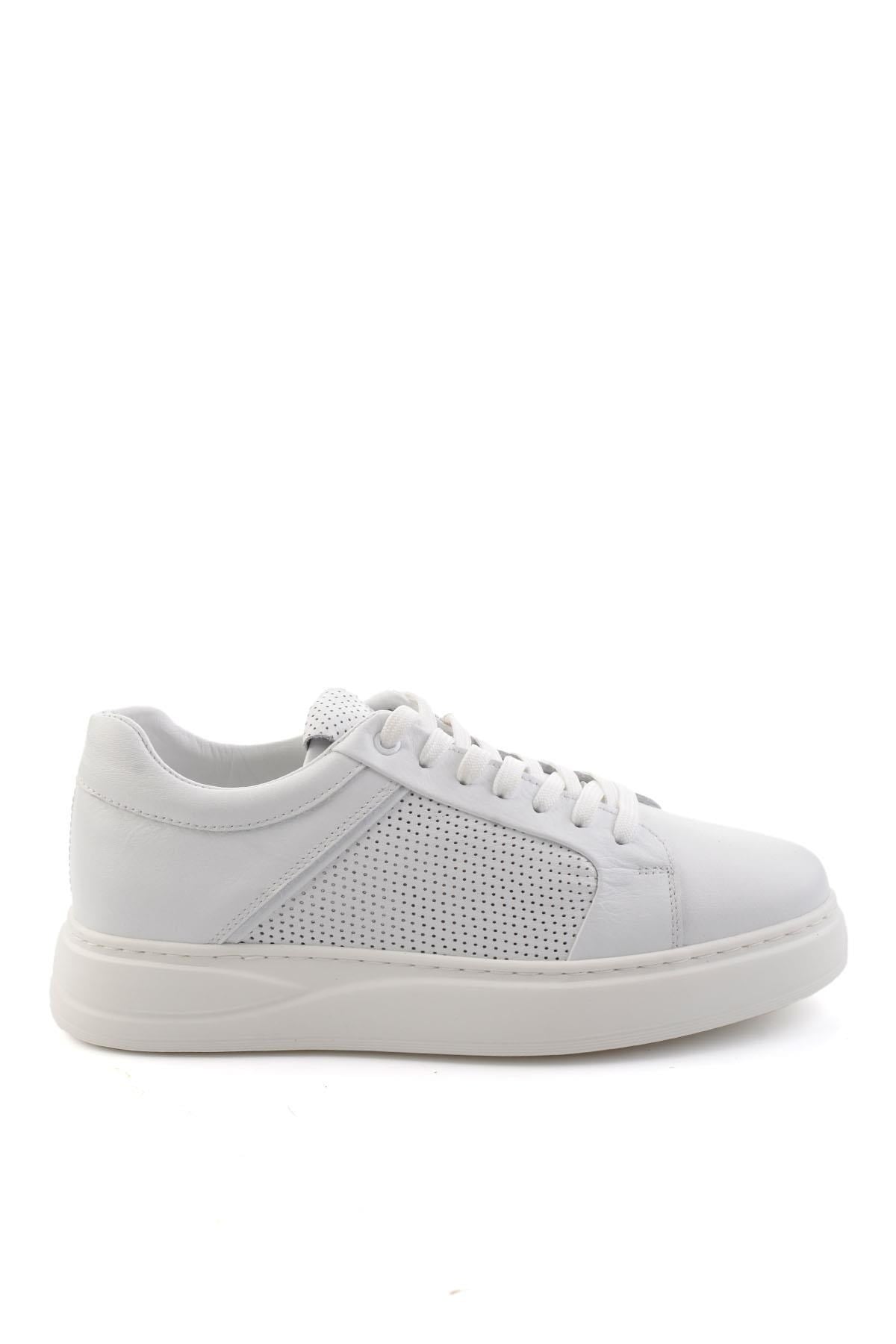 Beyaz Hakiki Deri Erkek Sneaker E01593027203