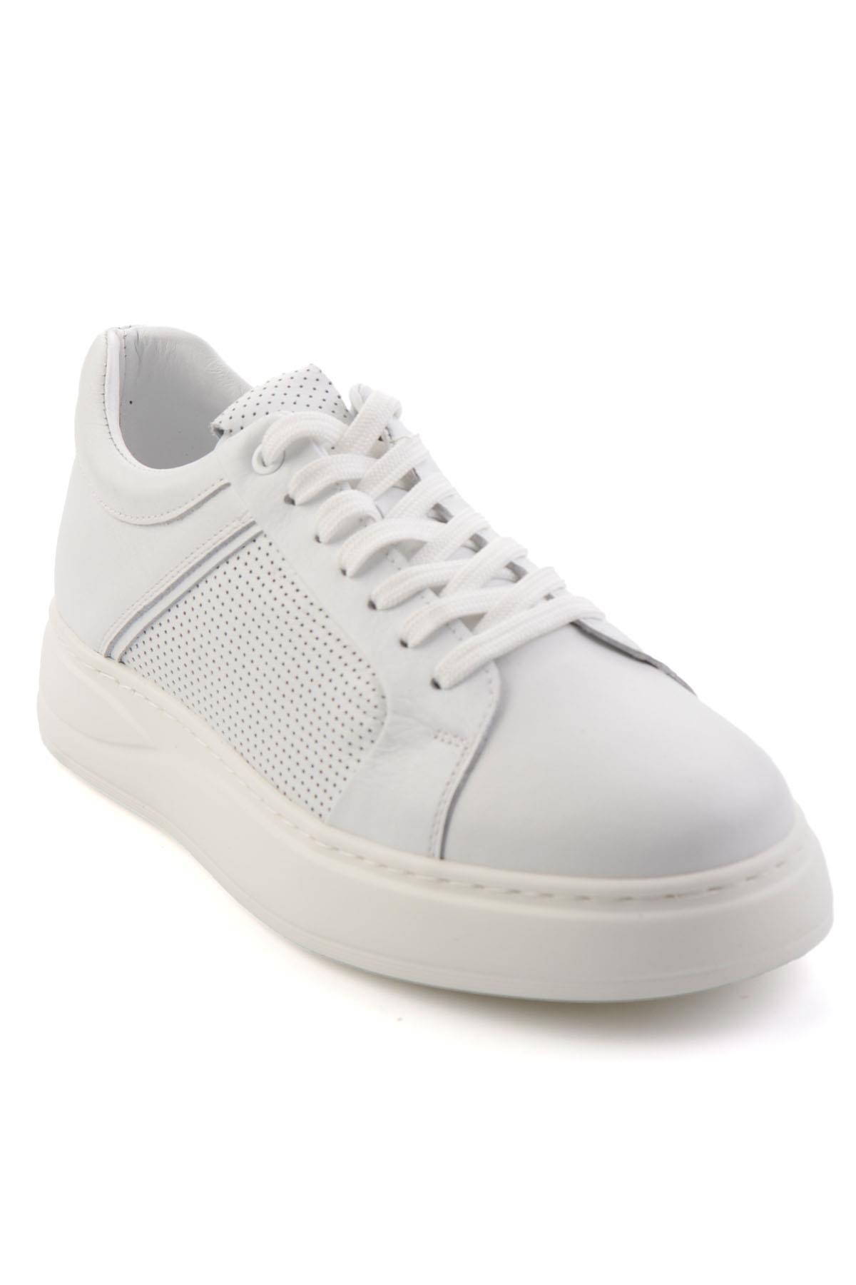 Beyaz Hakiki Deri Erkek Sneaker E01593027203