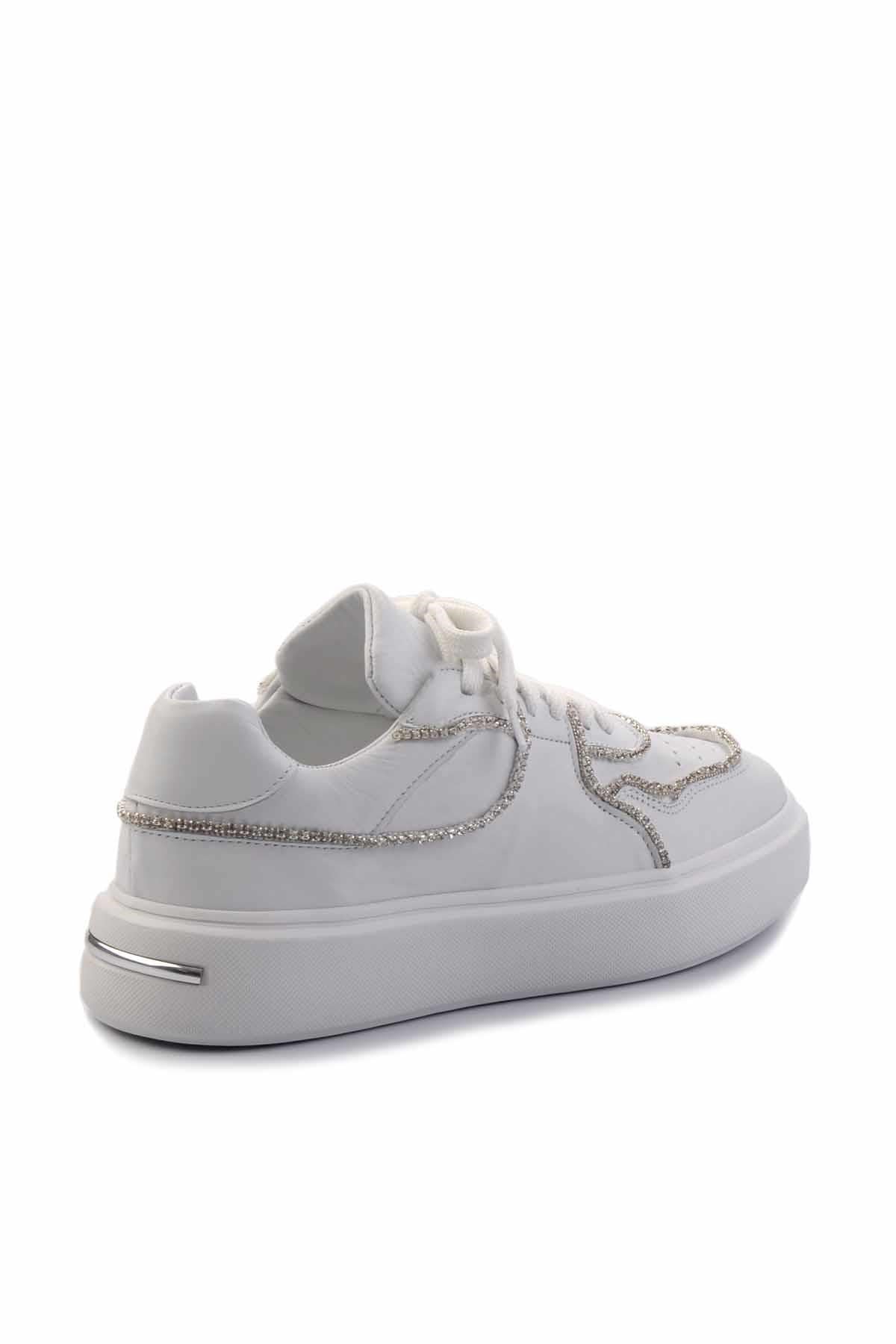 Beyaz Hakiki Deri Kadın Sneaker K01480136703