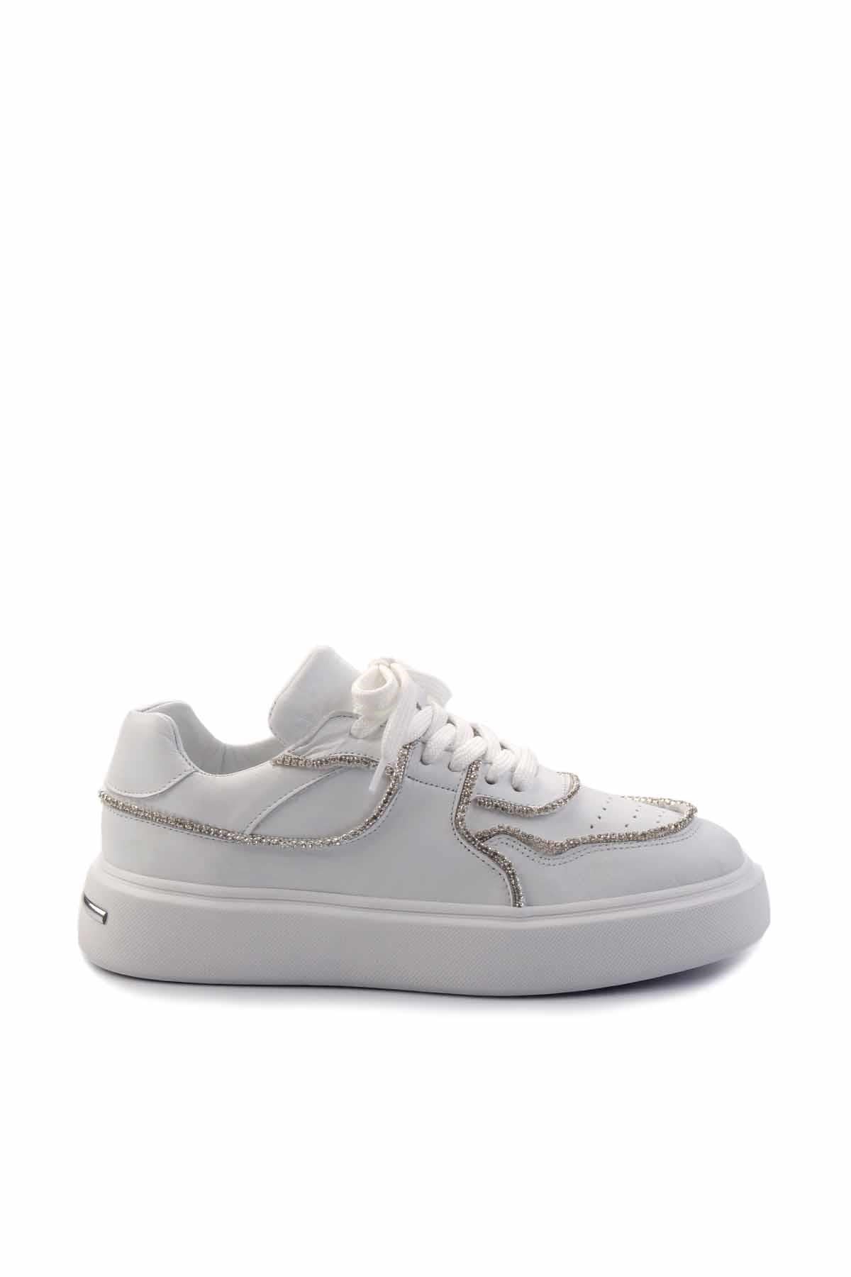Beyaz Hakiki Deri Kadın Sneaker K01480136703
