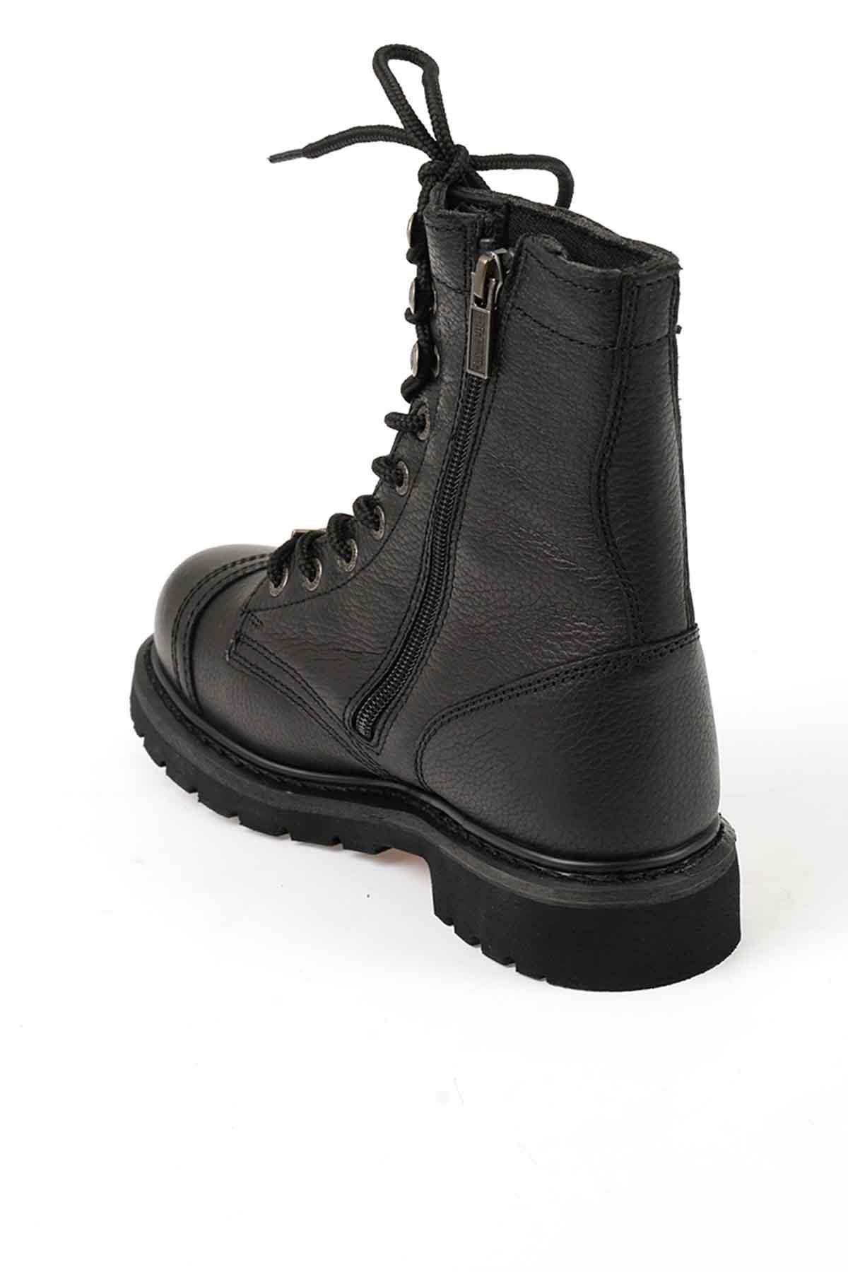 Black Hakiki Deri Kadın Bot & Bootie HD0777032803