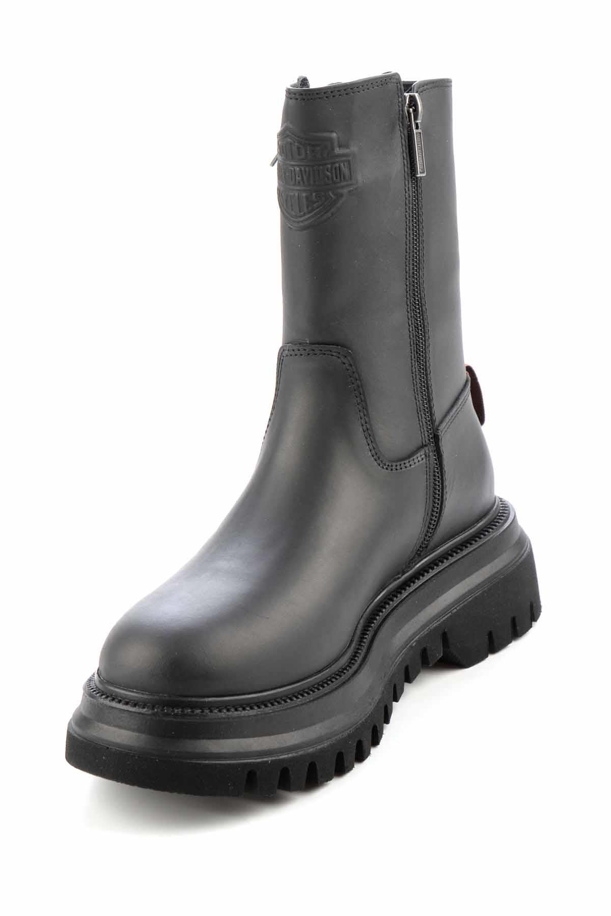 Black Hakiki Deri Kadın Bot & Bootie HD0777002603