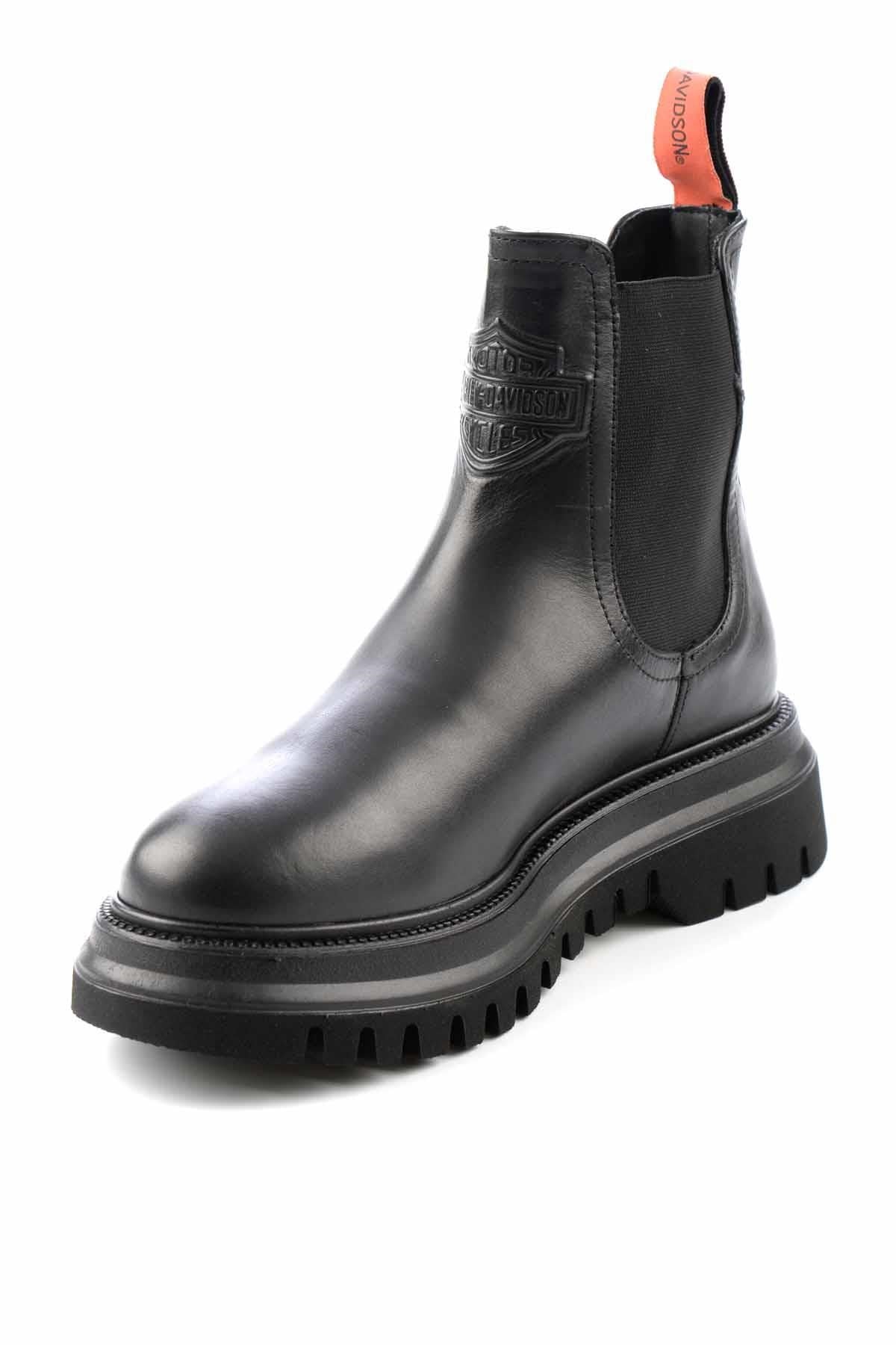 Black Hakiki Deri Kadın Bot & Bootie HD0777003103