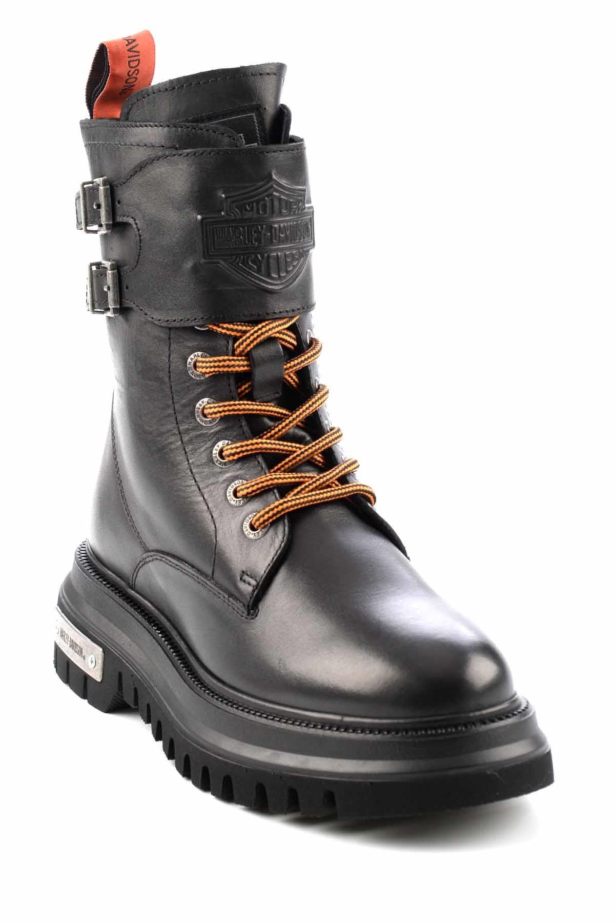 Black Hakiki Deri Kadın Bot & Bootie HD0777002503