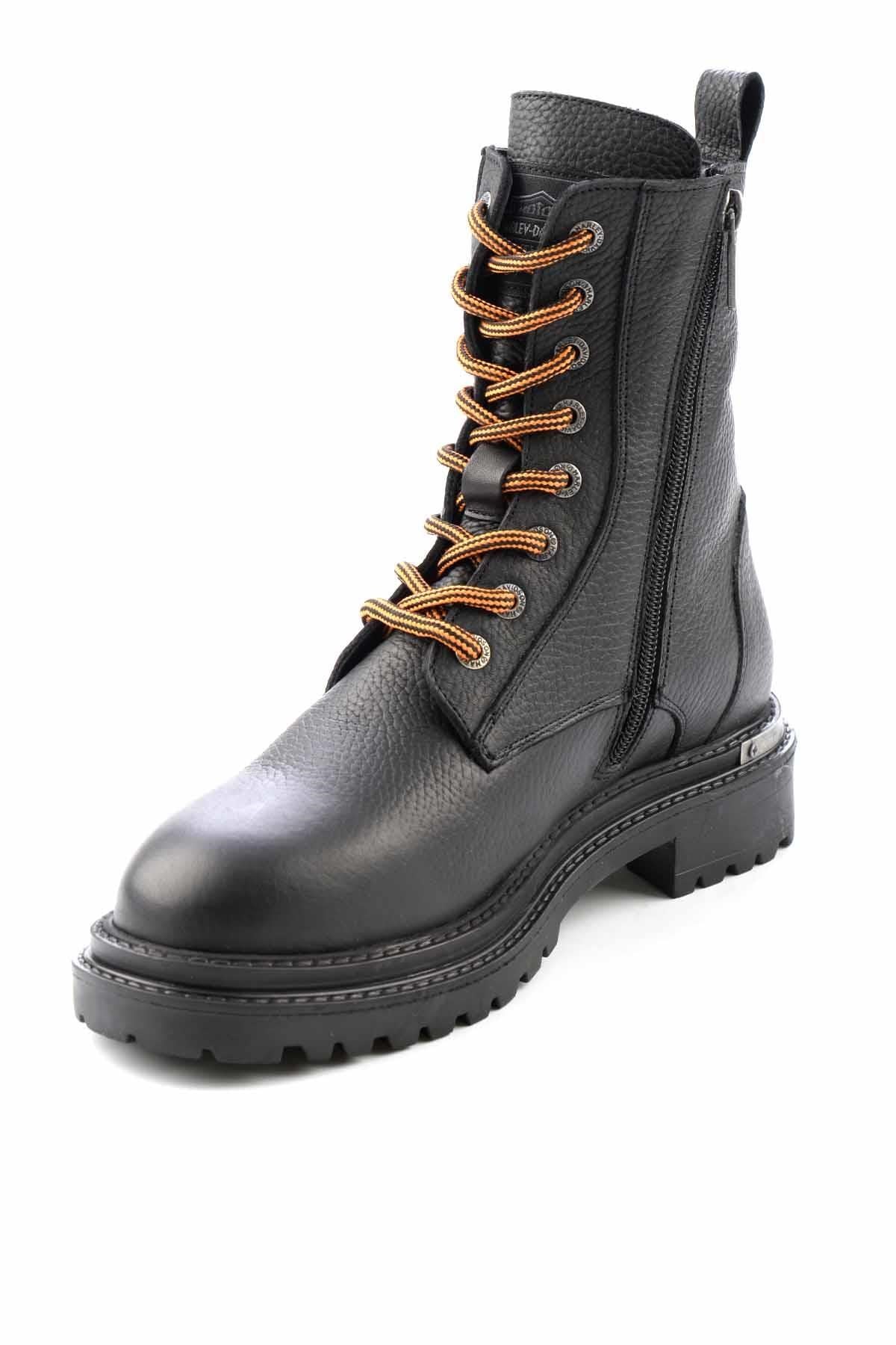 Black Hakiki Deri Kadın Bot & Bootie HD0777002303
