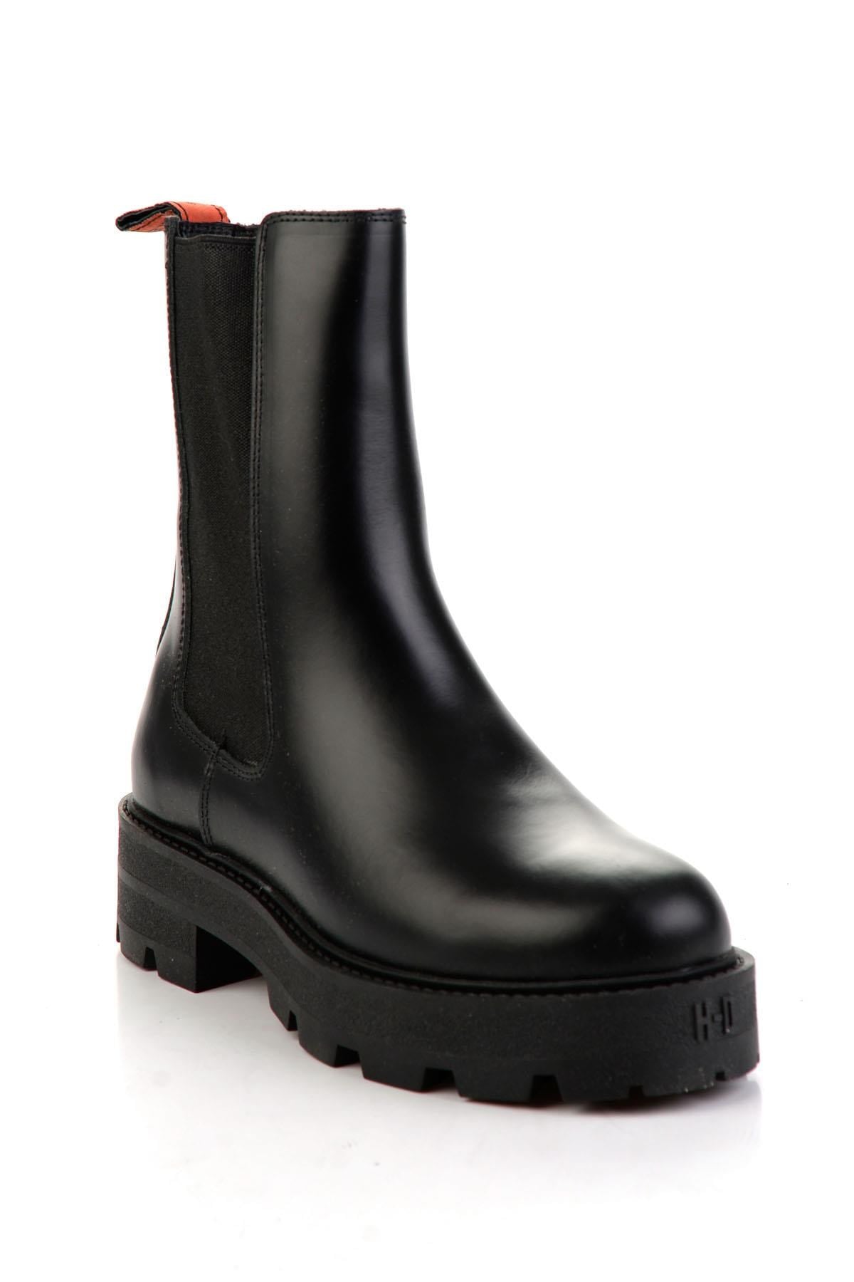Black Hakiki Deri Kadın Bot & Bootie HD0777166103