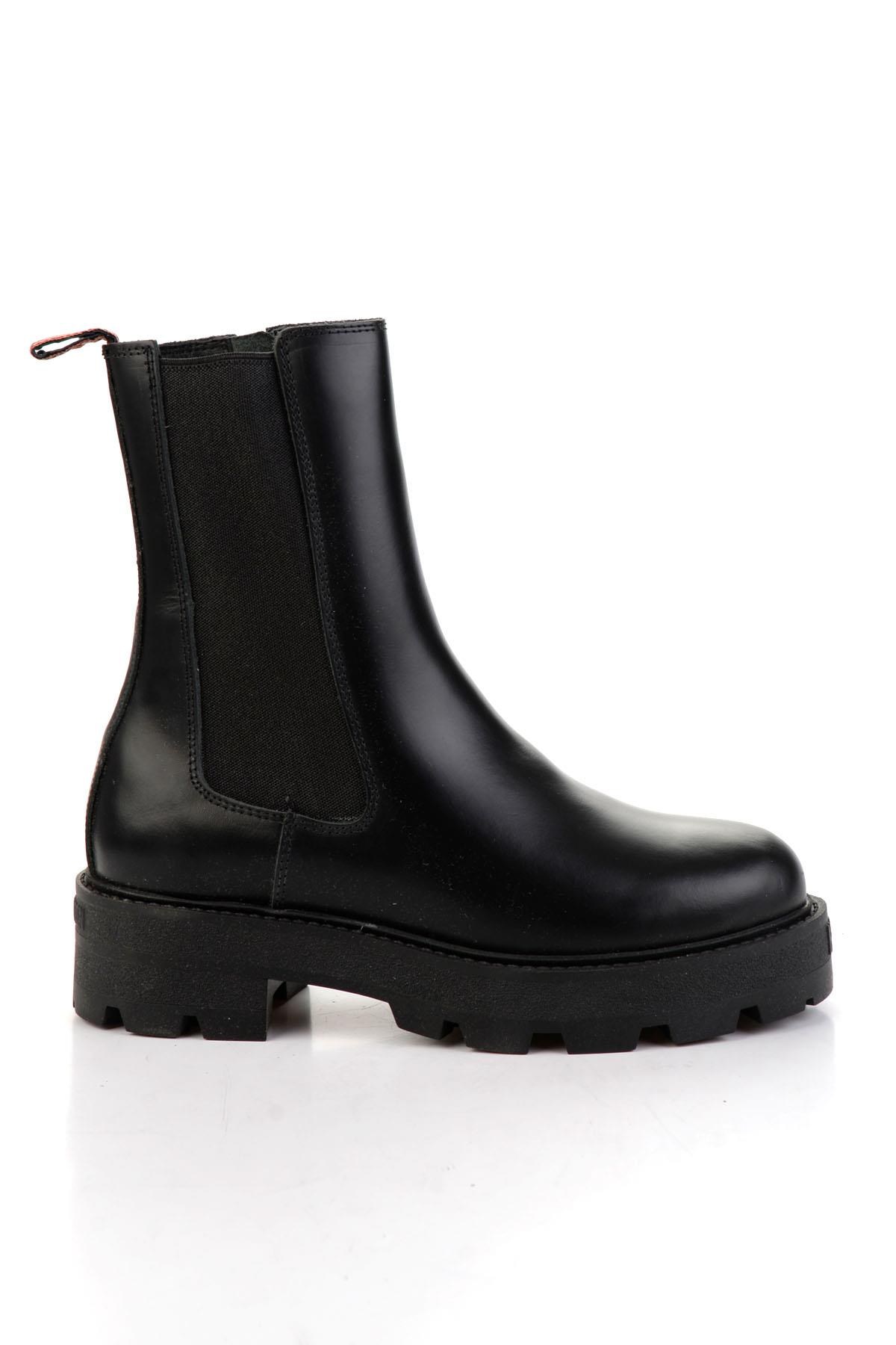 Black Hakiki Deri Kadın Bot & Bootie HD0777166103
