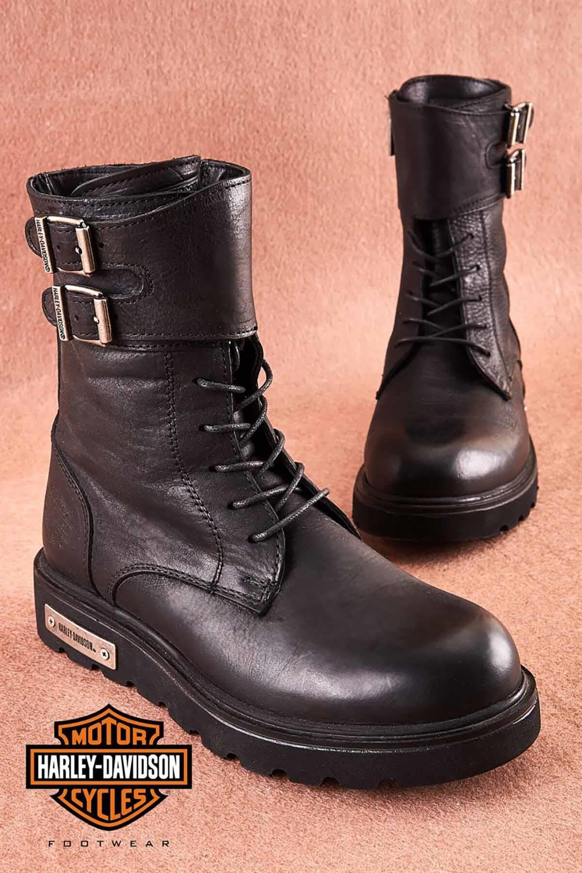 Black Hakiki Deri Kadın Bot & Bootie M0777055803