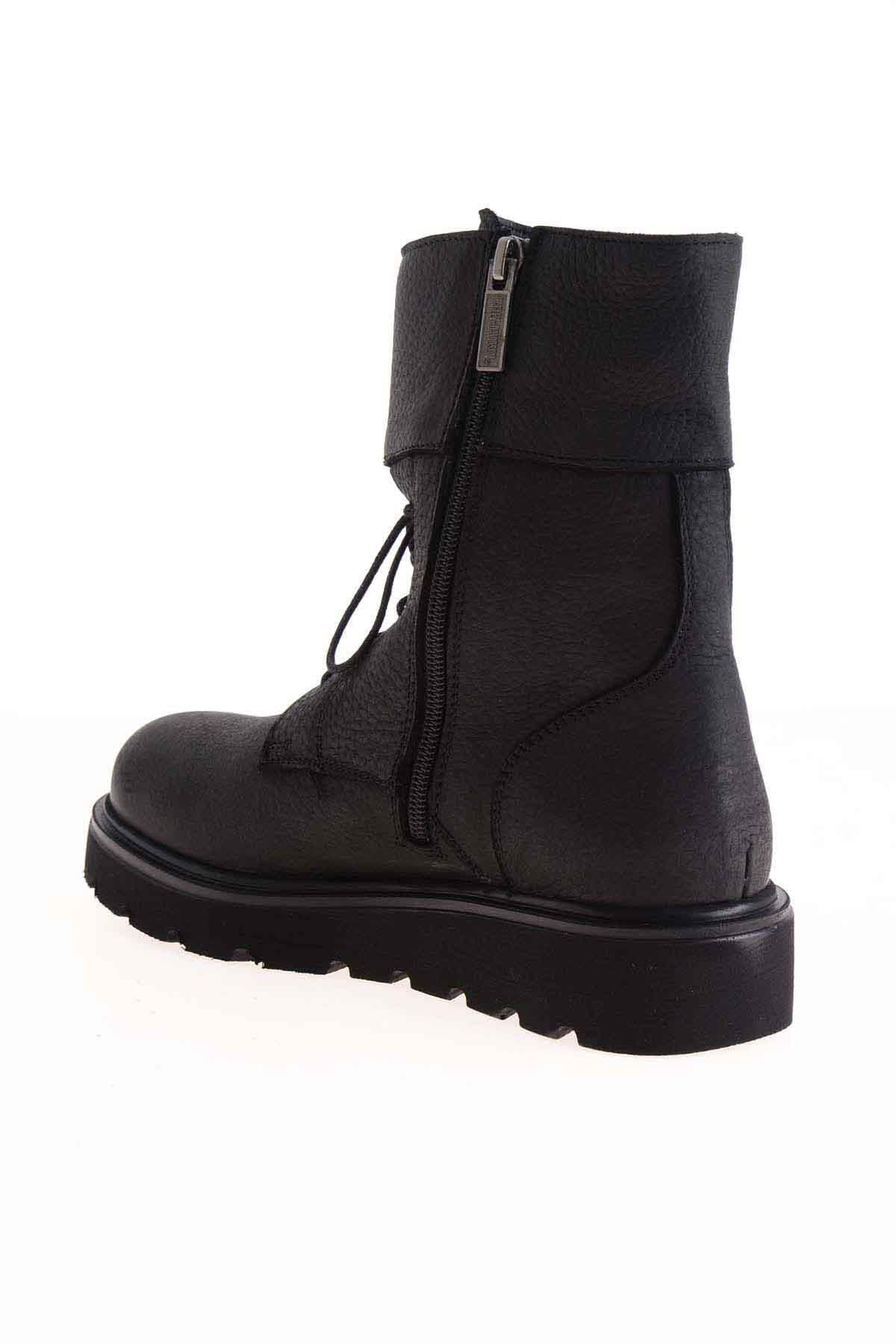 Black Hakiki Deri Kadın Bot & Bootie M0777055803