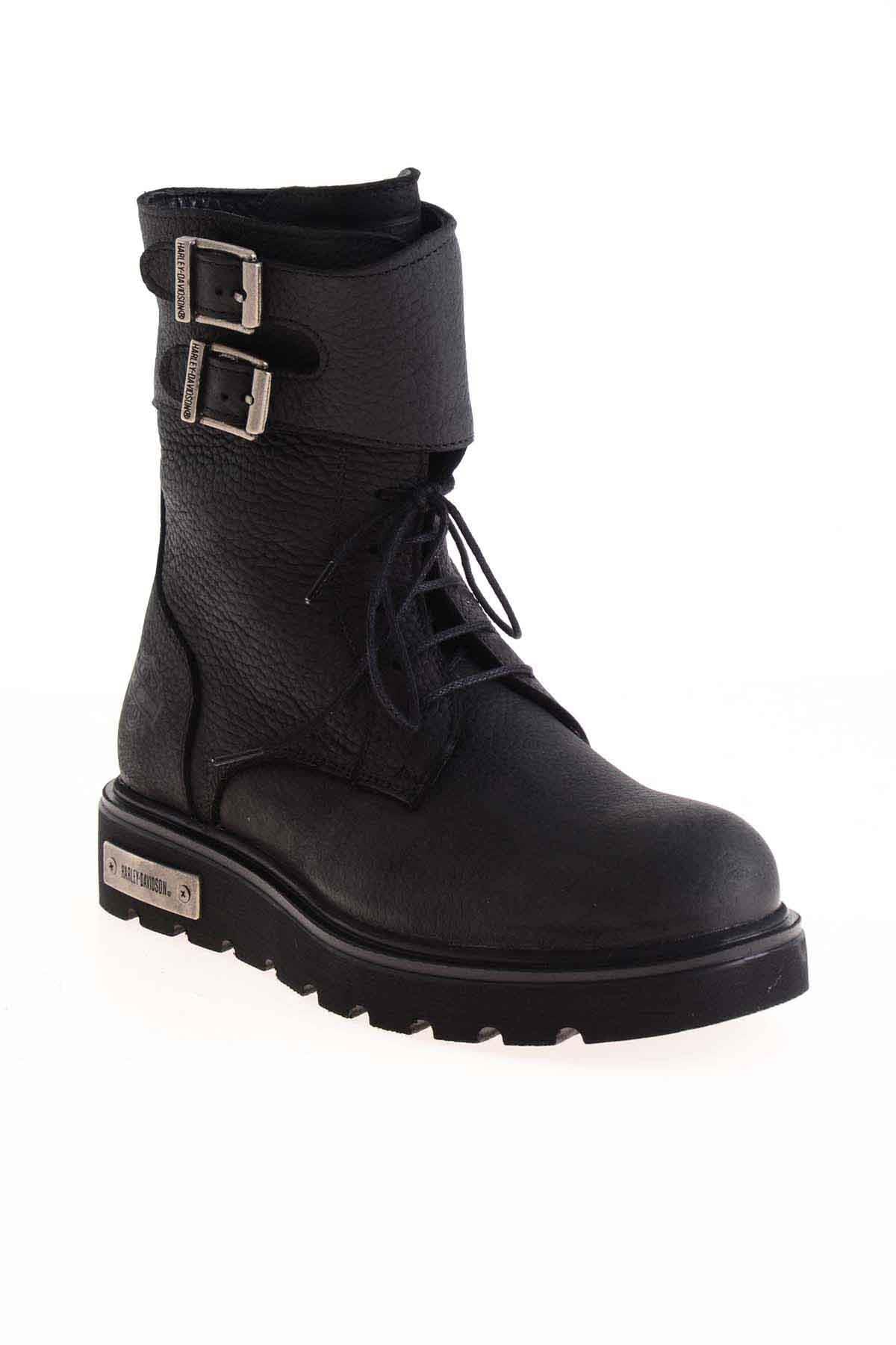 Black Hakiki Deri Kadın Bot & Bootie M0777055803