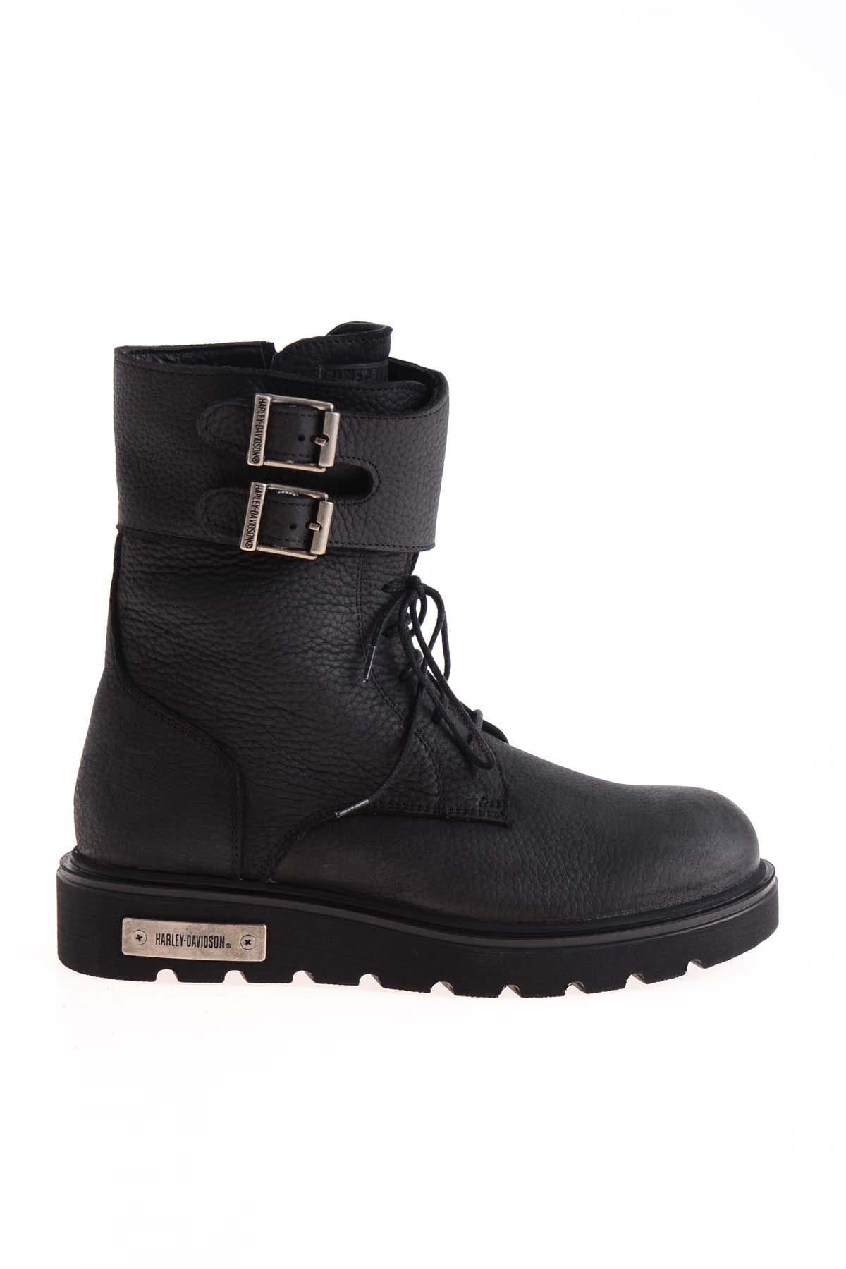 Black Hakiki Deri Kadın Bot & Bootie M0777055803