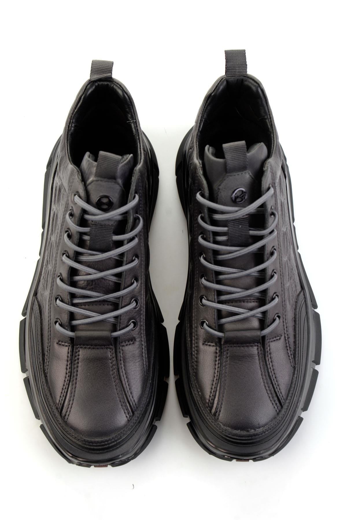 Gri Hakiki Deri Erkek Bot & Bootie E02398400103