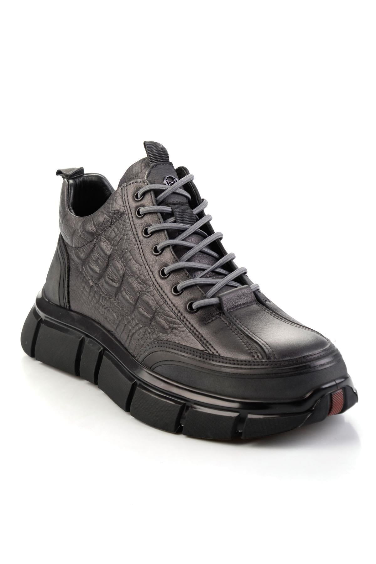 Gri Hakiki Deri Erkek Bot & Bootie E02398400103