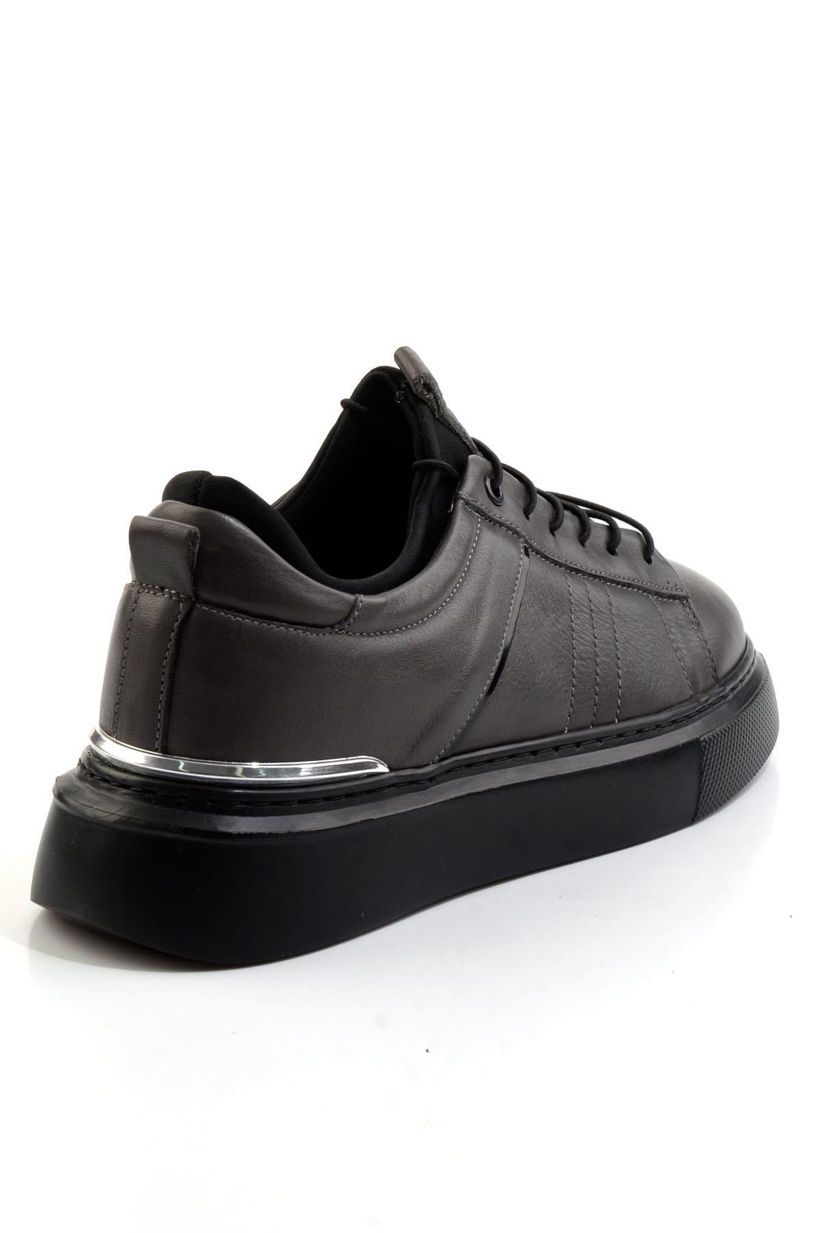 Gri Hakiki Deri Erkek Sneaker E01082010403