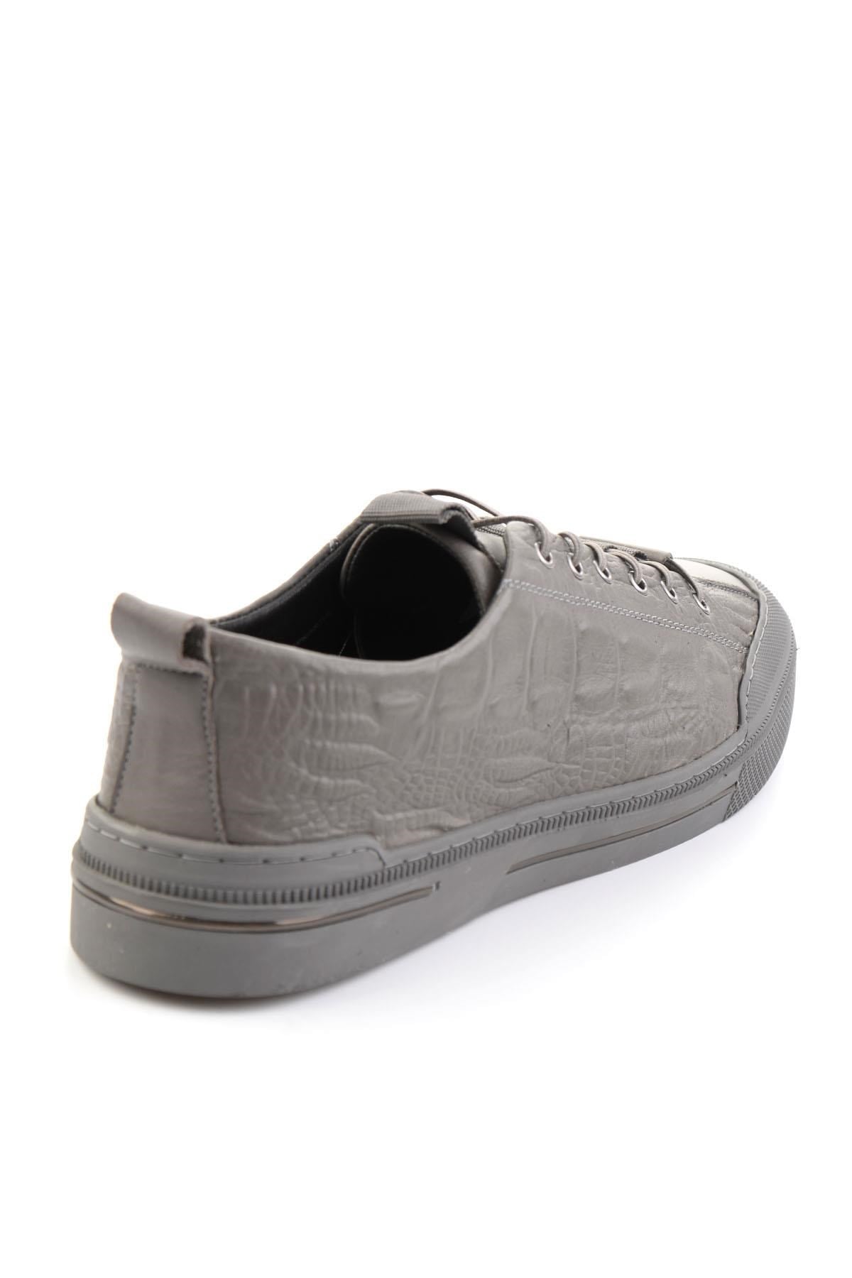 Gri Hakiki Deri Erkek Sneaker E01900251044