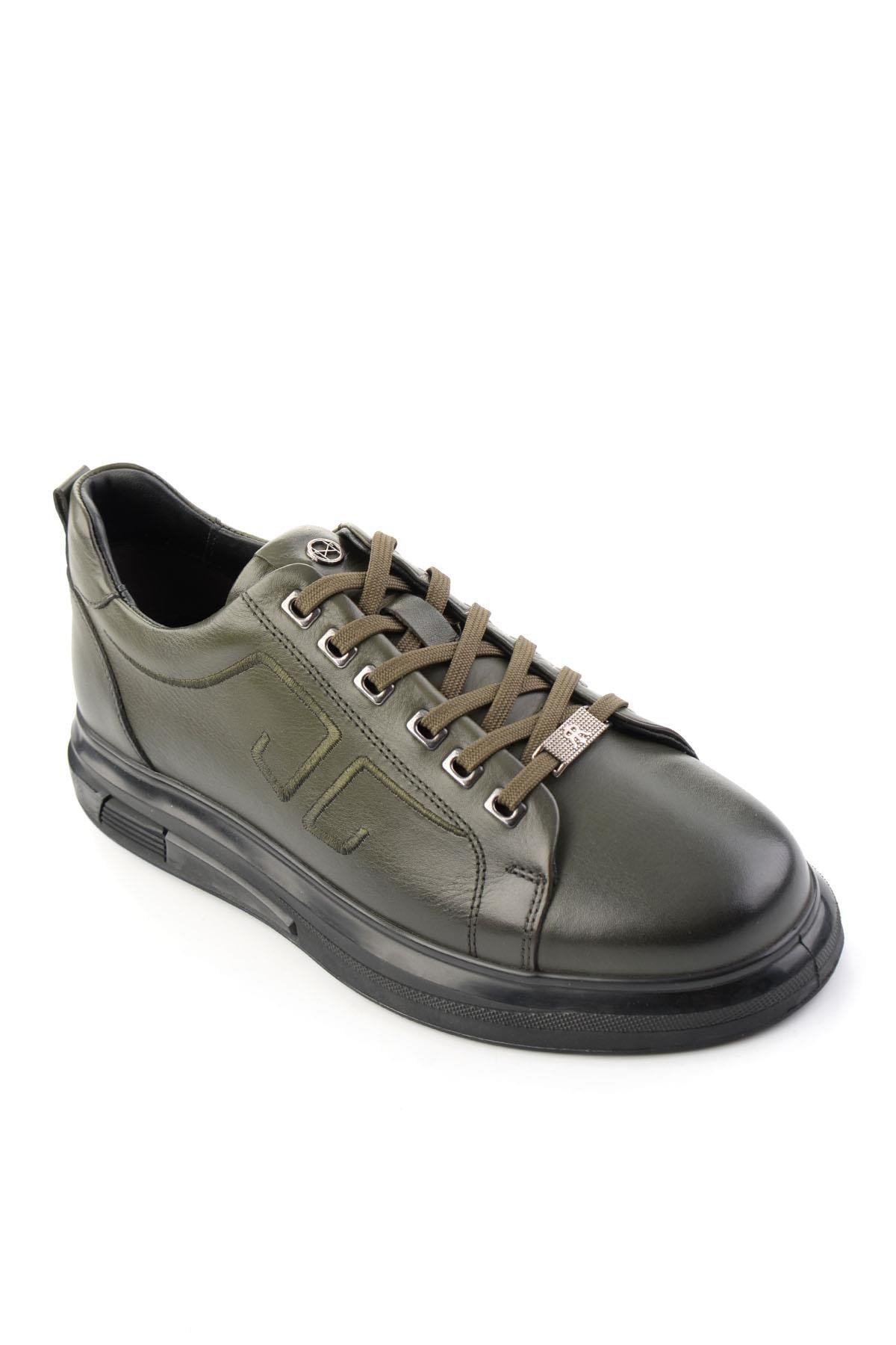 Haki Antik Hakiki Deri Erkek Sneaker E01398203041