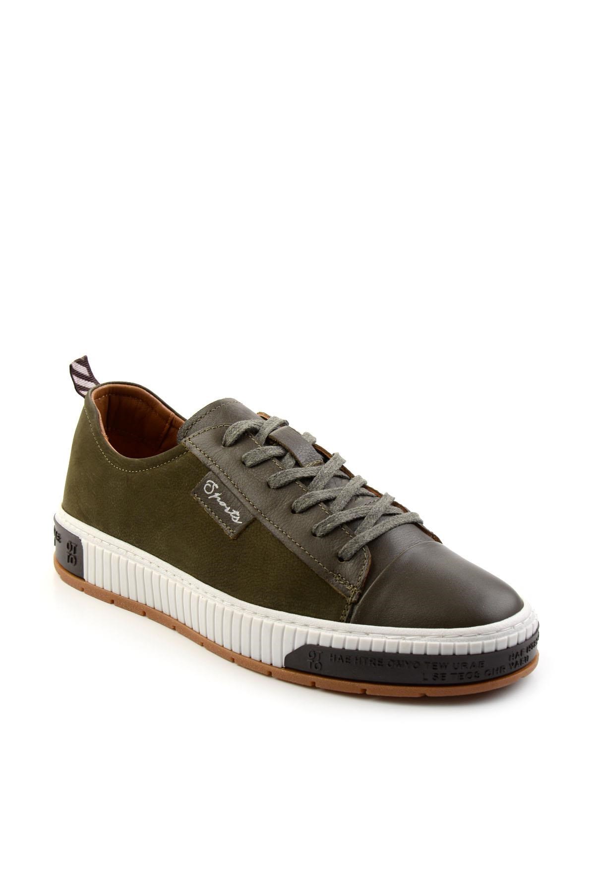 Haki Hakiki Deri Erkek Sneaker E01018033543