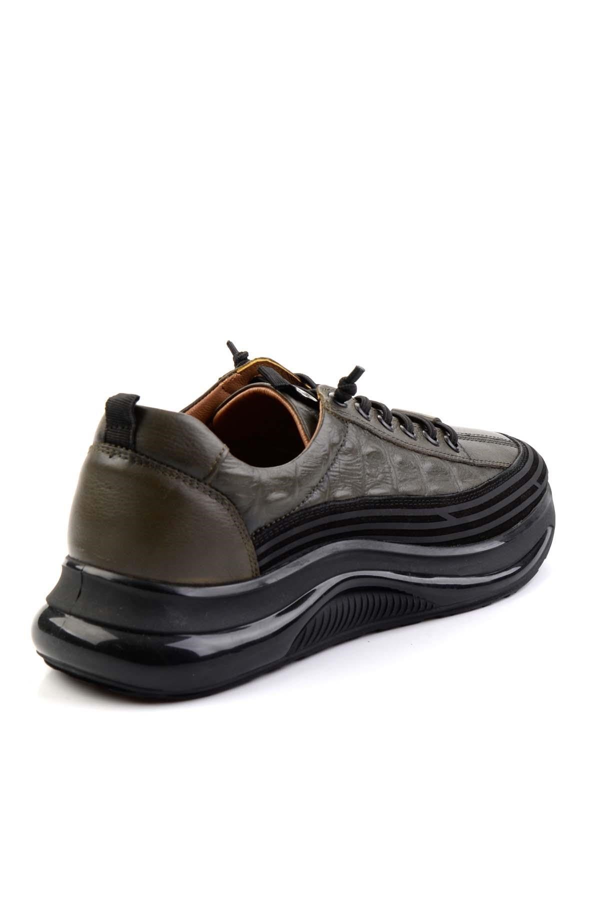 Haki Hakiki Deri Erkek Sneaker E01018240203