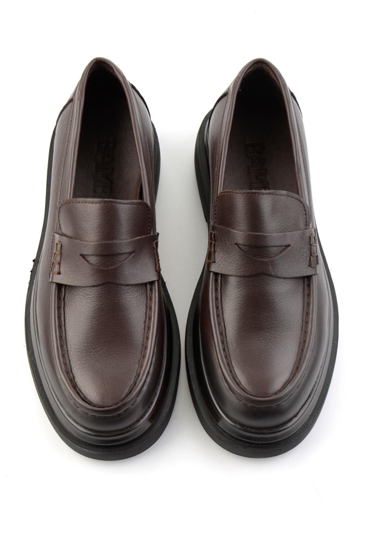 Kahve Antik Hakiki Deri Erkek Loafer Ayakkabı E01820604841