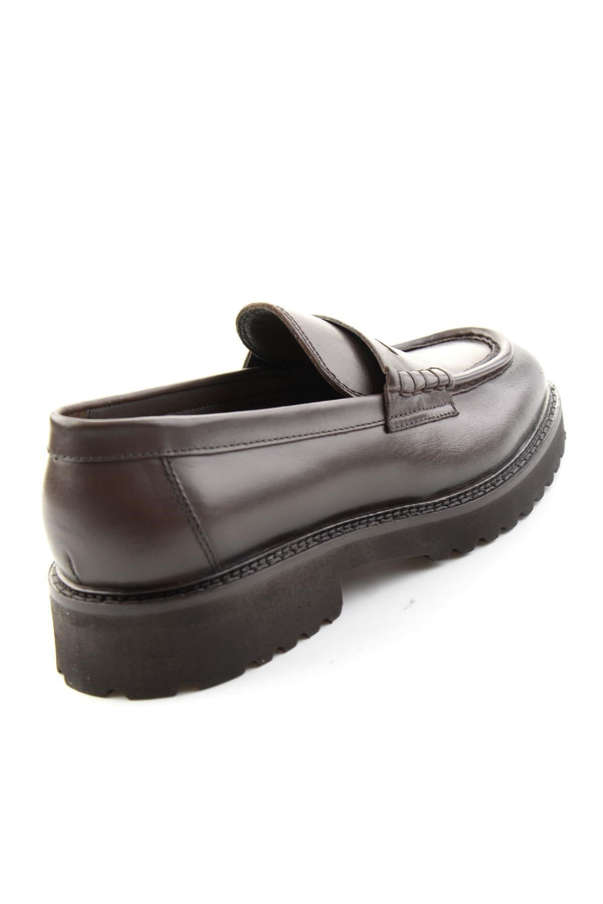 Kahve Antik Hakiki Deri Erkek Loafer Ayakkabı E01648626941