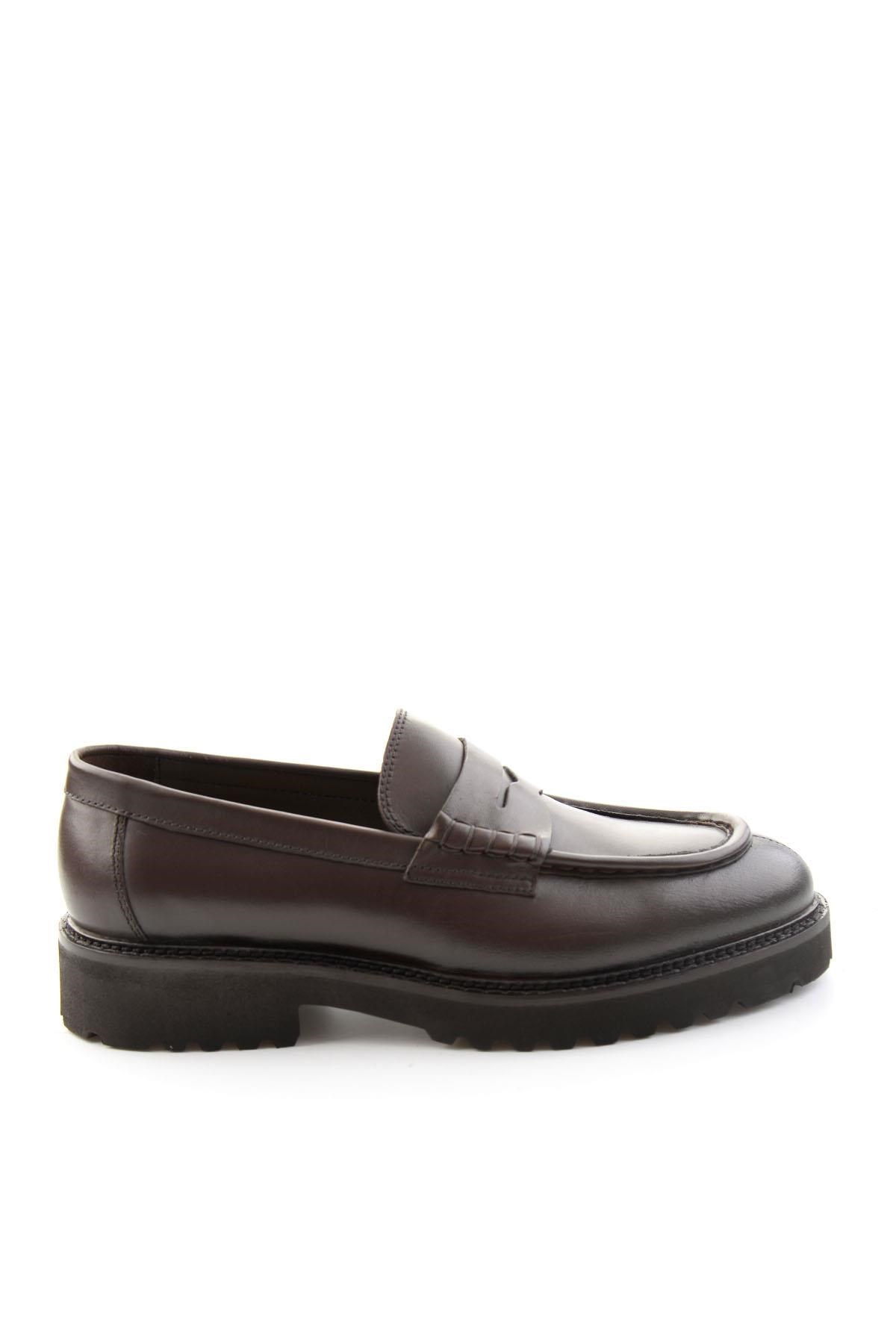 Kahve Antik Hakiki Deri Erkek Loafer Ayakkabı E01648626941