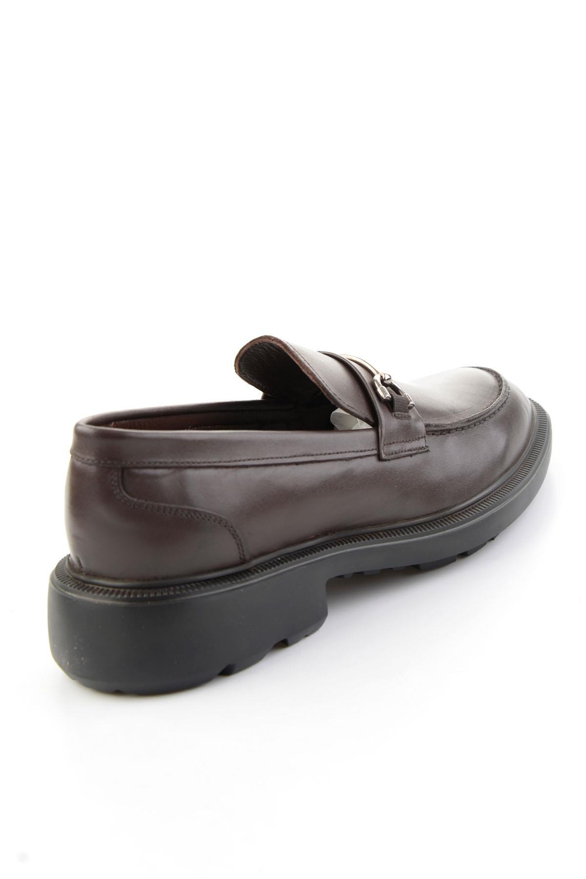 Kahve Antik Hakiki Deri Erkek Loafer Ayakkabı E01054020441
