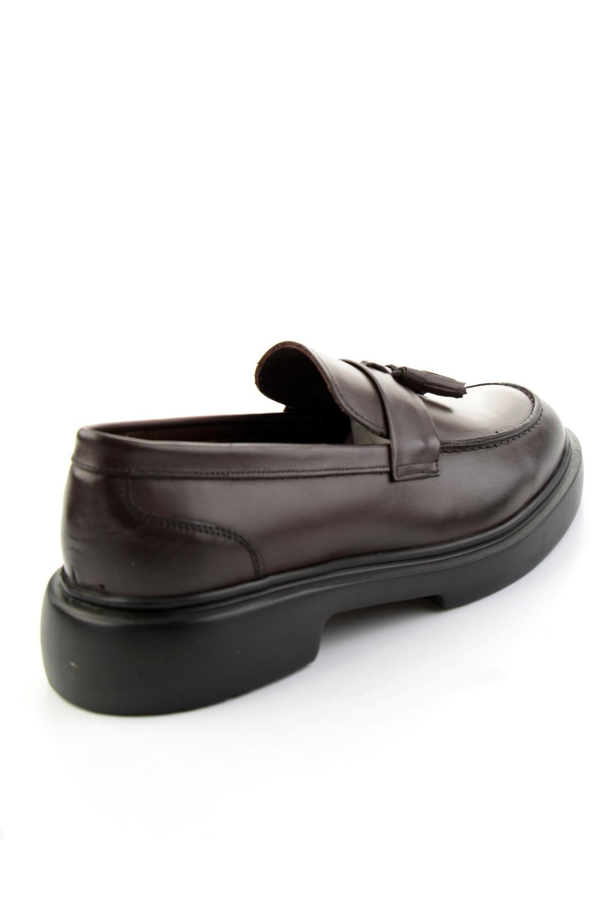 Kahve Antik Hakiki Deri Erkek Loafer Ayakkabı E01054400241