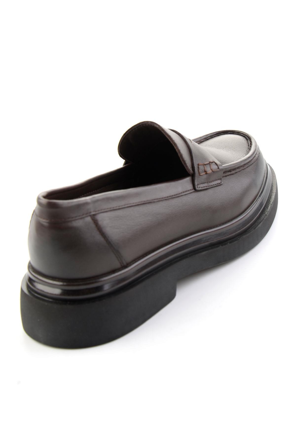 Kahve Antik Hakiki Deri Erkek Loafer Ayakkabı E01820604841
