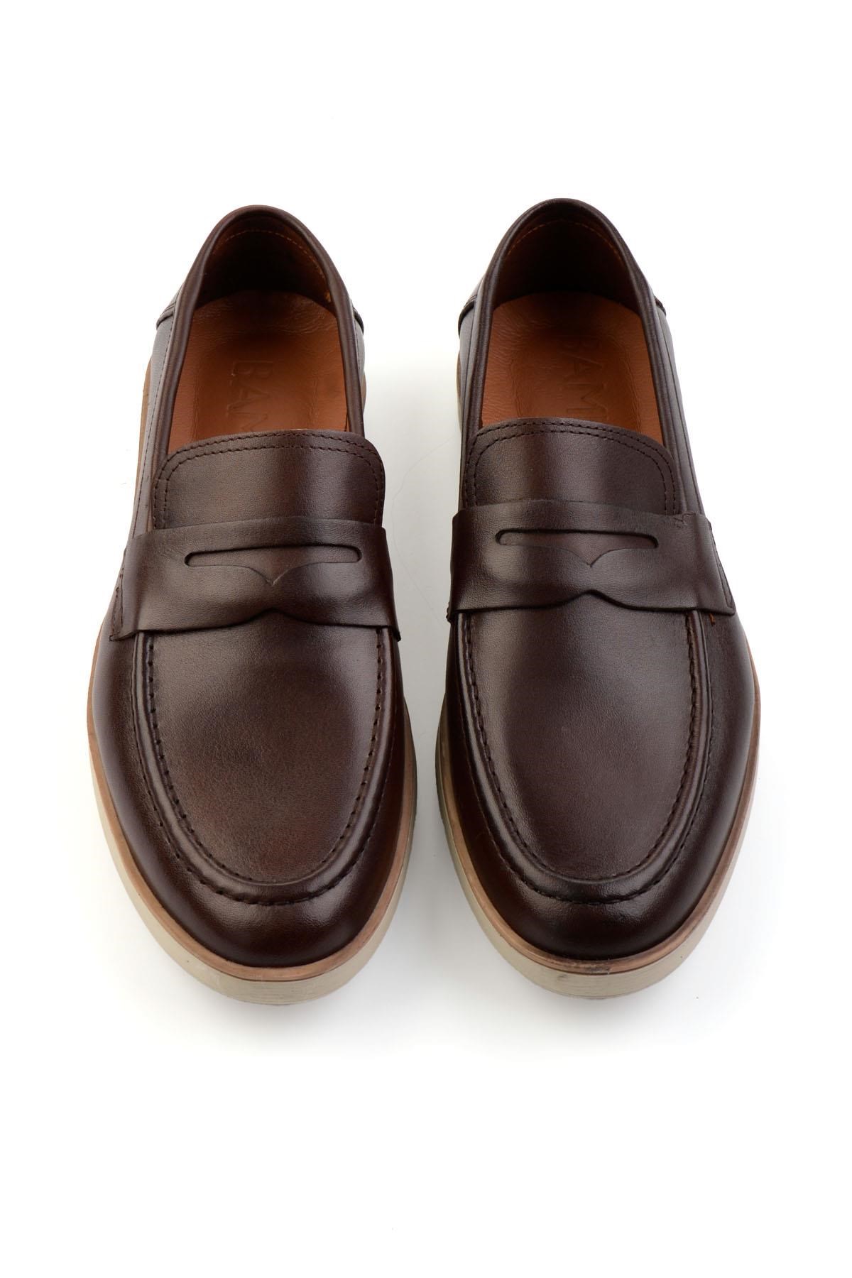 Kahve Hakiki Deri Erkek Loafer Ayakkabı E01054171341