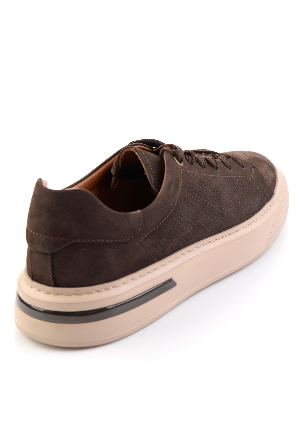 Kahve Hakiki Deri Erkek Sneaker E01396200701