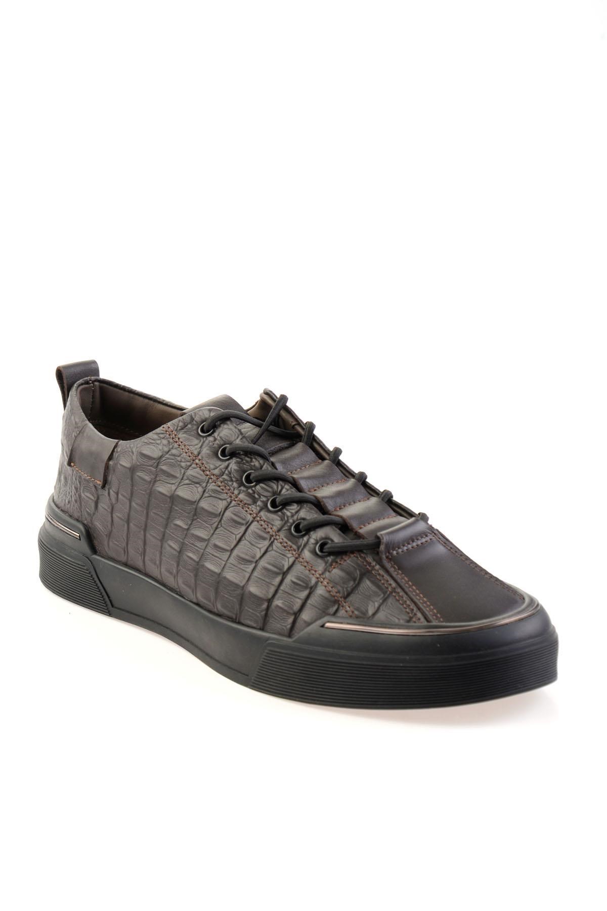 Kahve Hakiki Deri Erkek Sneaker E01604238503