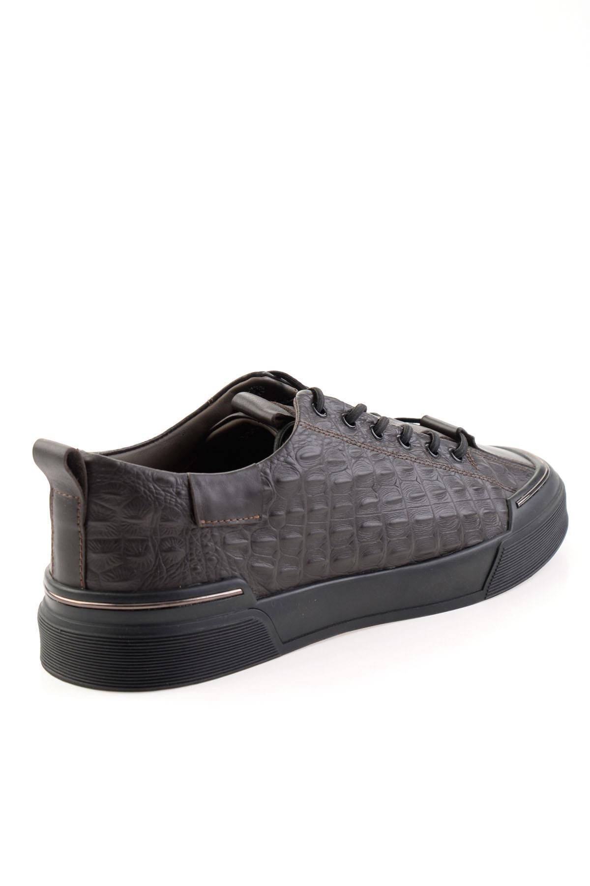 Kahve Hakiki Deri Erkek Sneaker E01604238503
